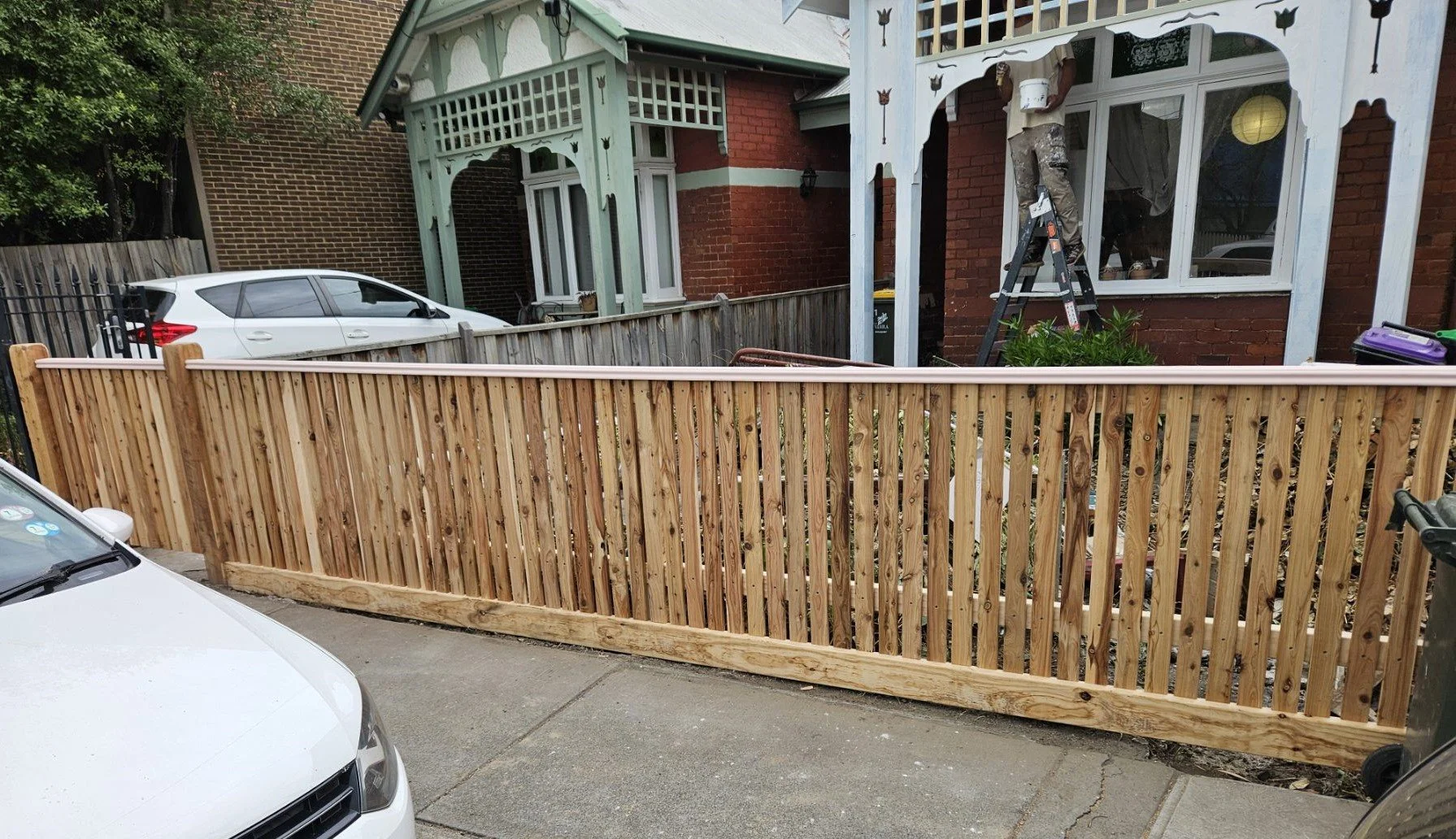 Picket fencing.