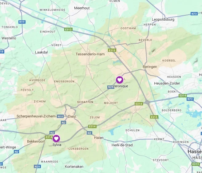 Werkgebied Care4U thuisverpleging: Diest, Scherpenheuvel, Bekkevoort, Meldert, Paal, Kaggevinne, Schaffen en Webbekom.