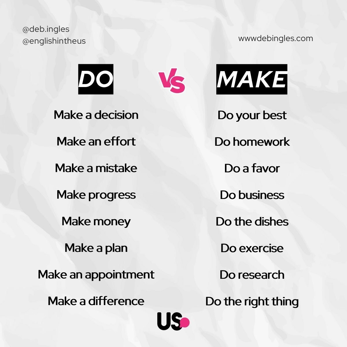 Doing Or Making Make vs Do — English in the US