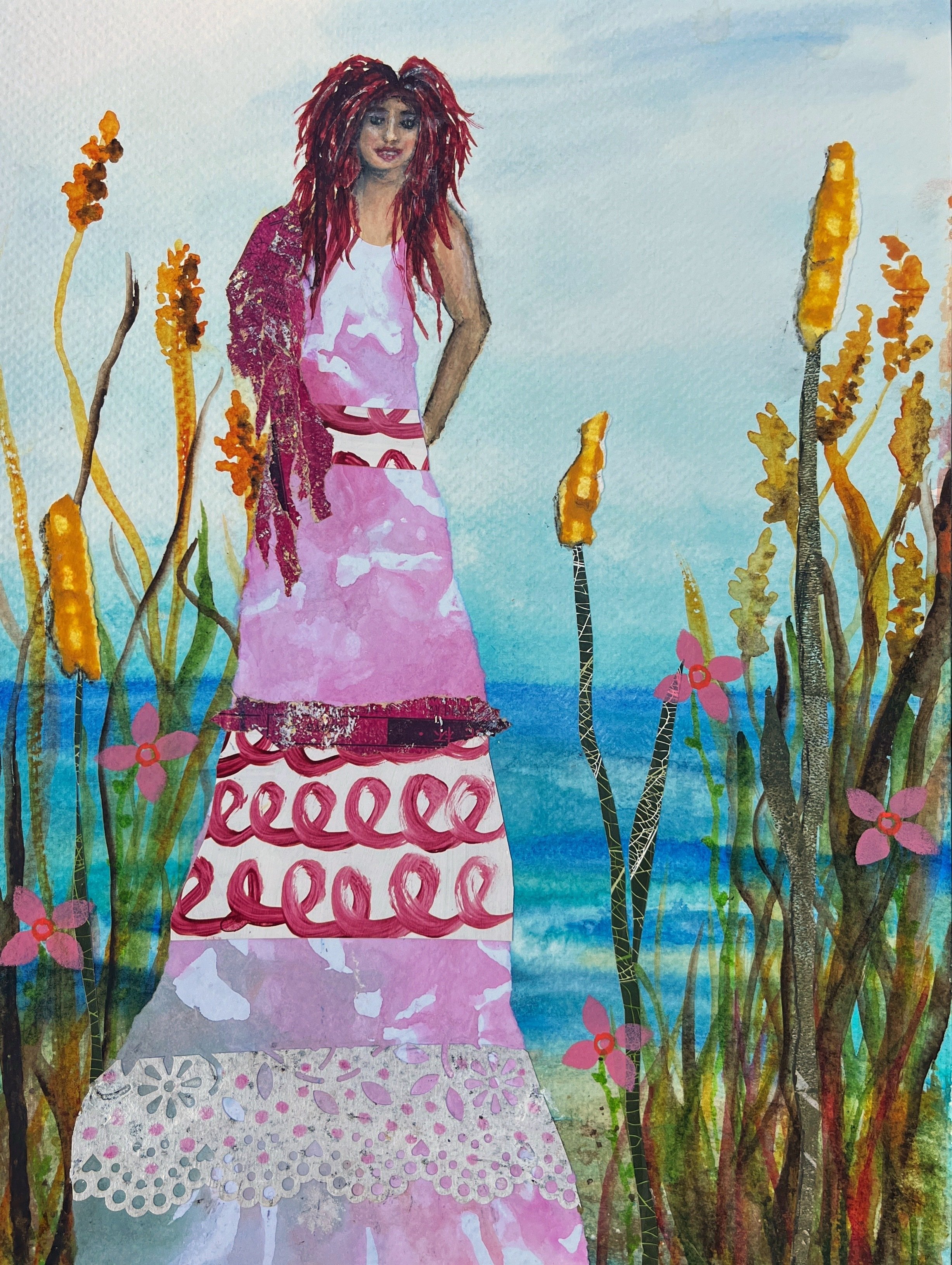 The Tide Siren. 9"x 12" Mixed Media on Watercolor Paper. Available at Wise Man Brewing.