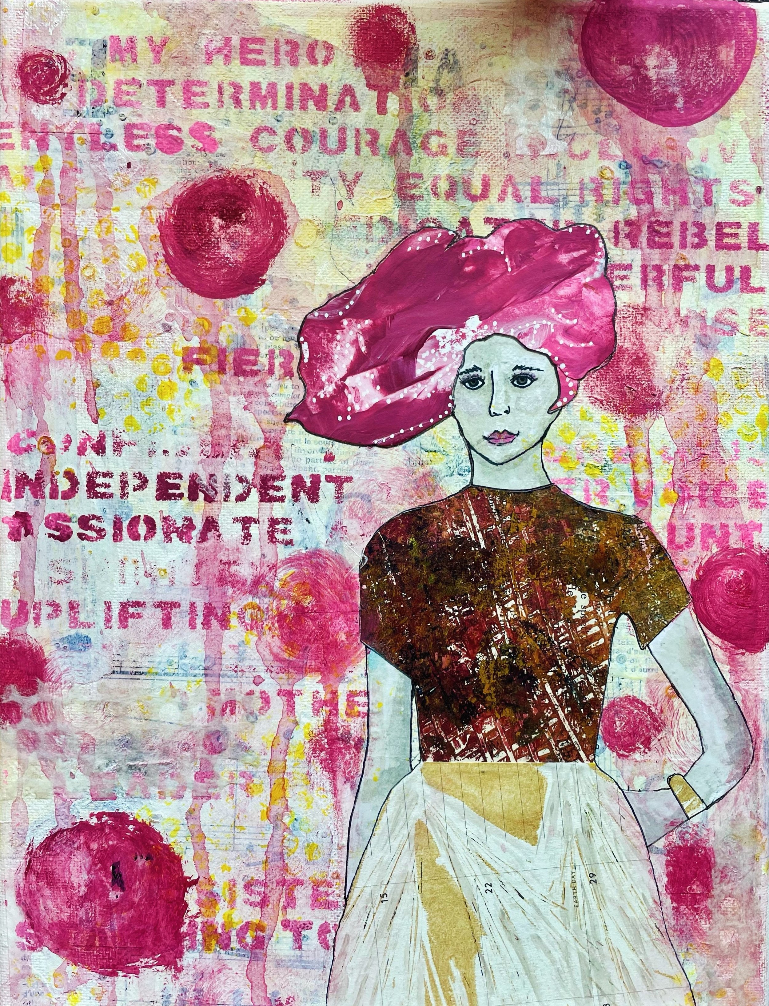 She's My Hero. 8"x 10" Mixed Media on Stretched Canvas. Available.