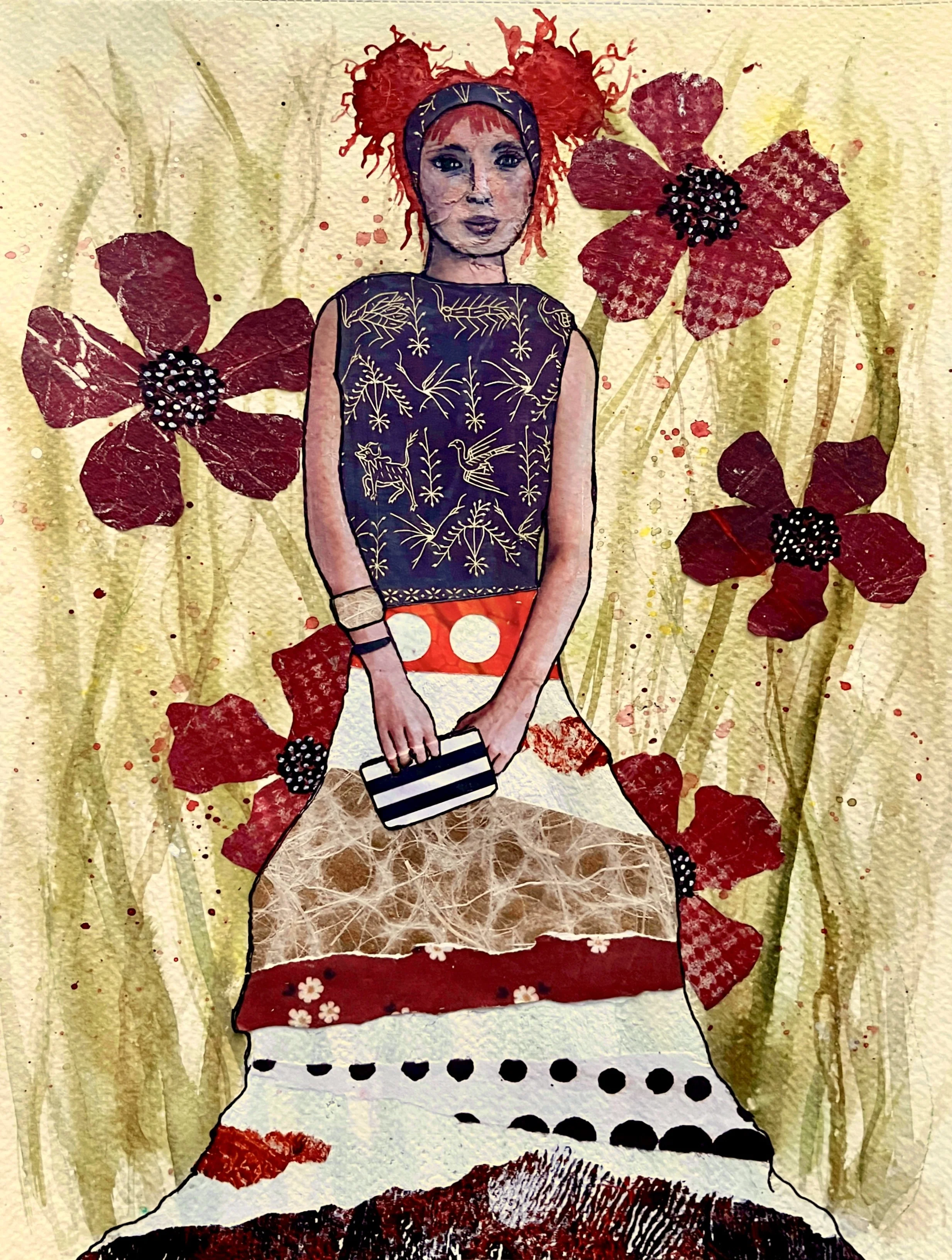 The Flower Keeper. 9"x 12" Mixed Media on Watercolor Paper. Available at Wise Man Brewing.
