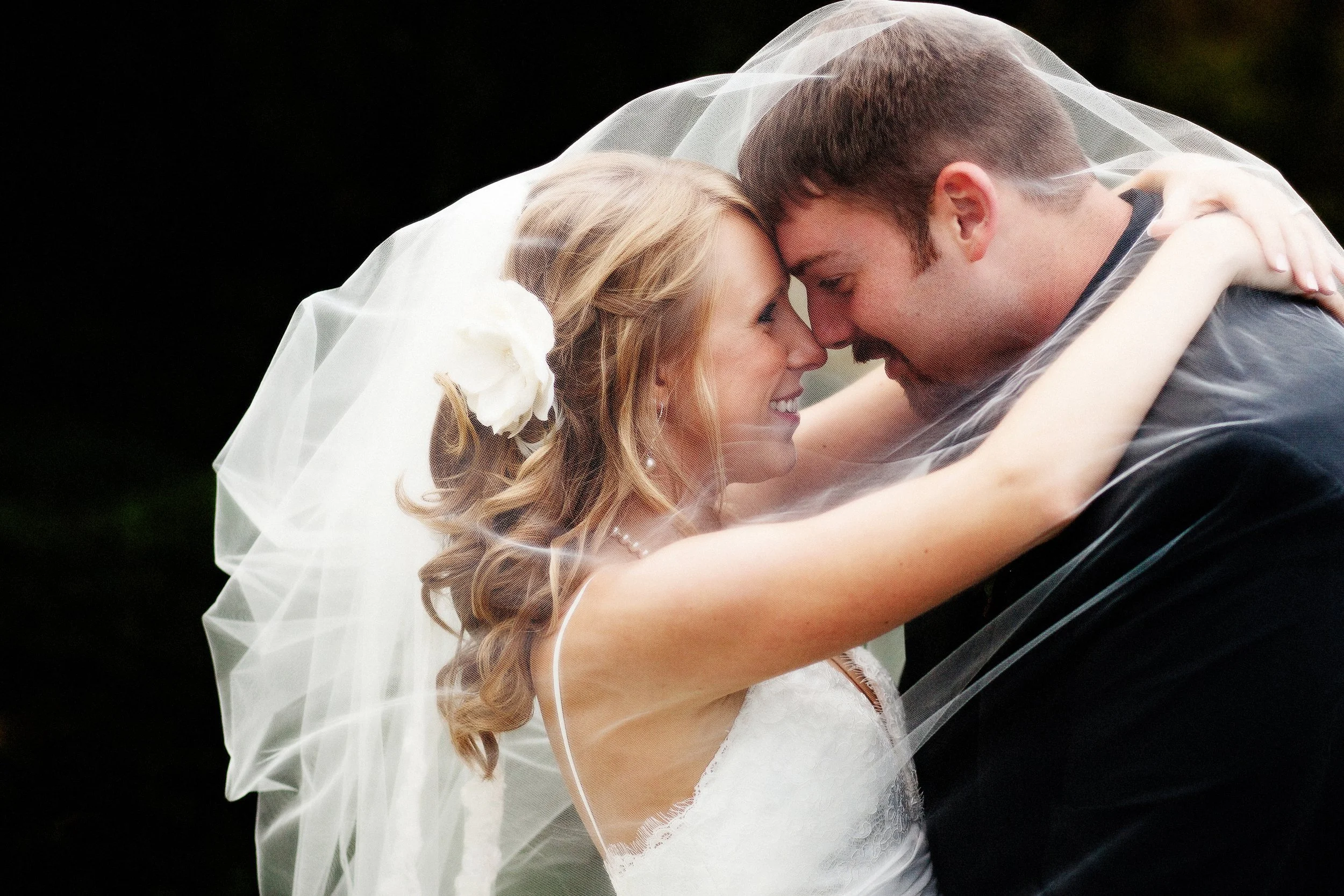 Close Up of Bride and Groom Under Veil.JPG