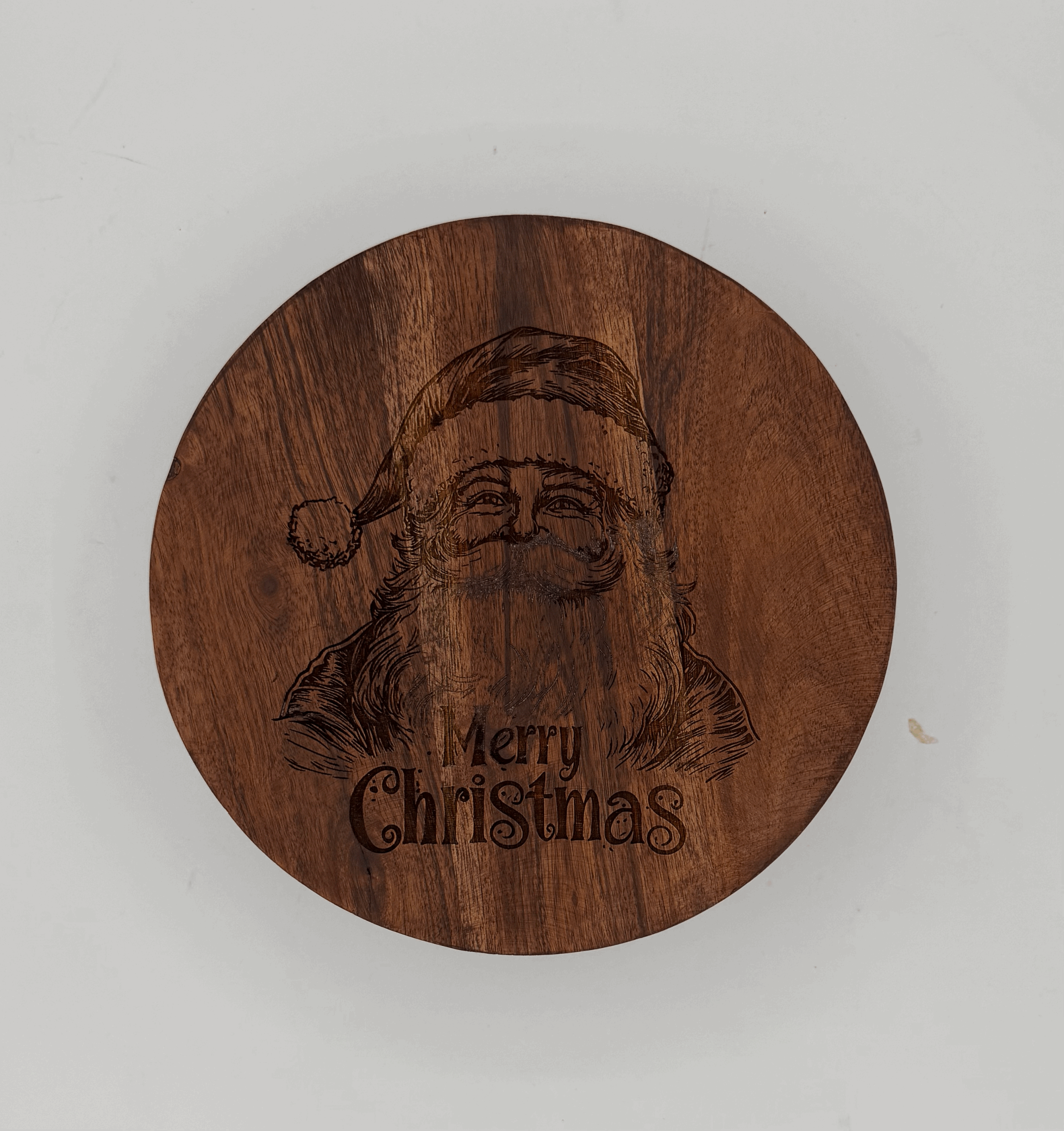 Round Trivet - Santa- Merry Christmas