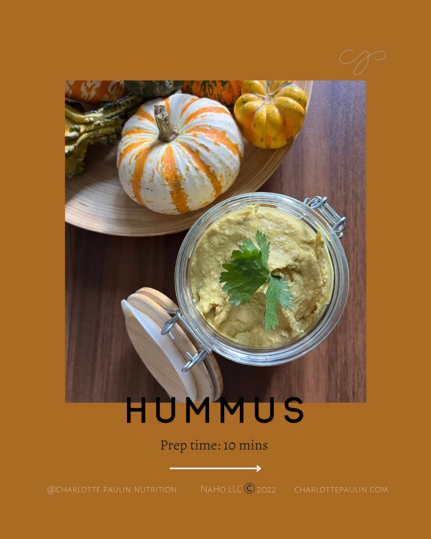 A simple variation on classic hummus &mdash; creamy, nourishing, and supportive for digestion + hormonal balance.

🥣:
- 2 cups cooked chickpeas
- 1 tbsp tahini
- 1 clove garlic
- Cilantro
- Turmeric + black pepper
- Toasted sesame seeds 

Health ben