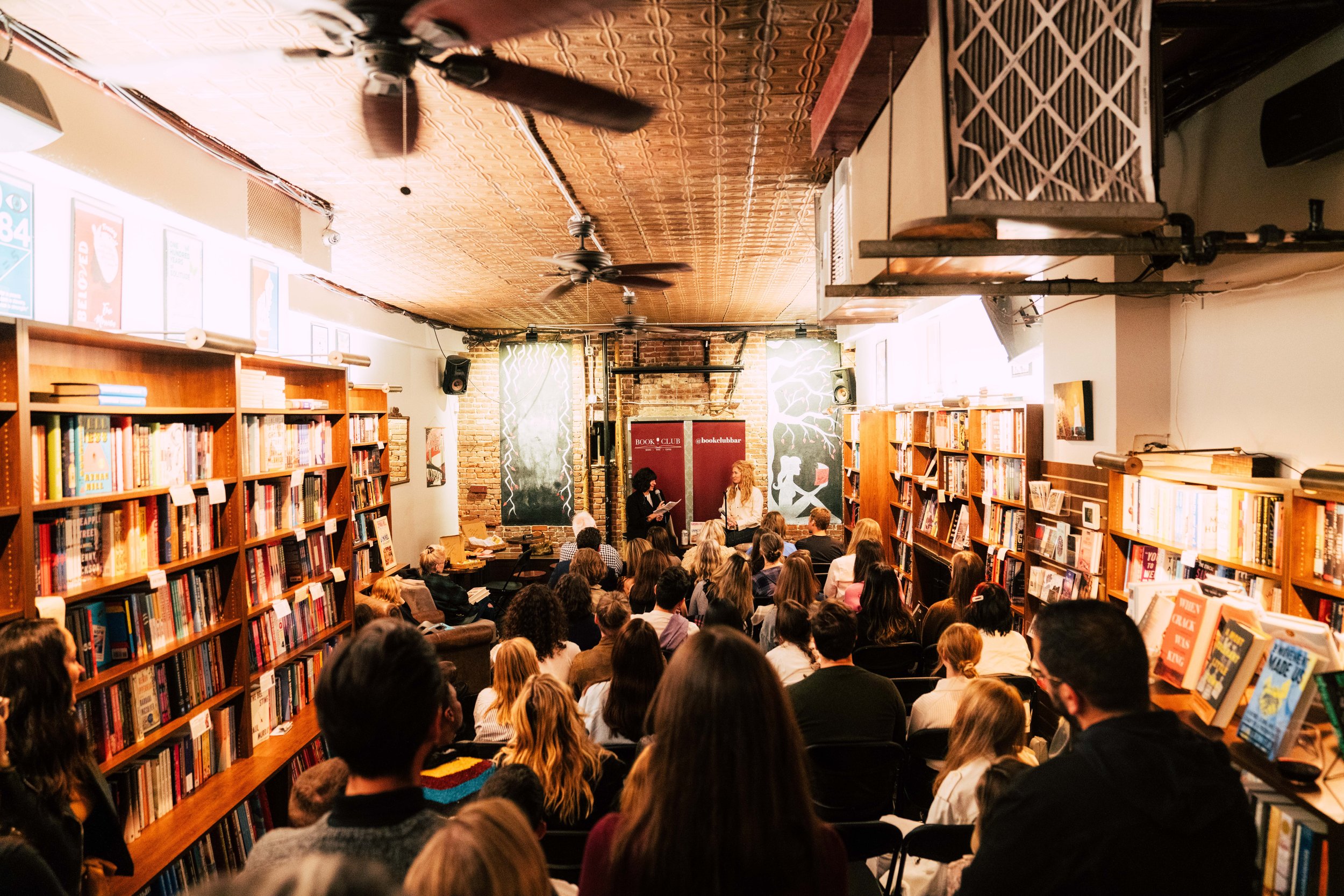 Jessica Elefante in conversation with Jessica Defino at Book Club Bar in New York City at the launch event for Raising Hell, Living Well.