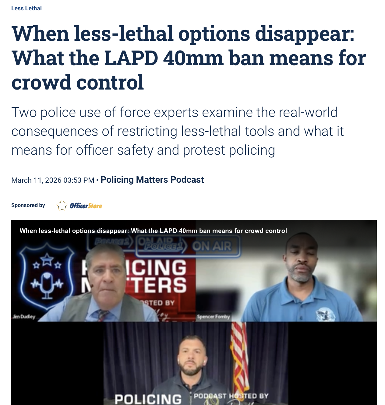 Spencer Fomby Interview on less-lethal weapons