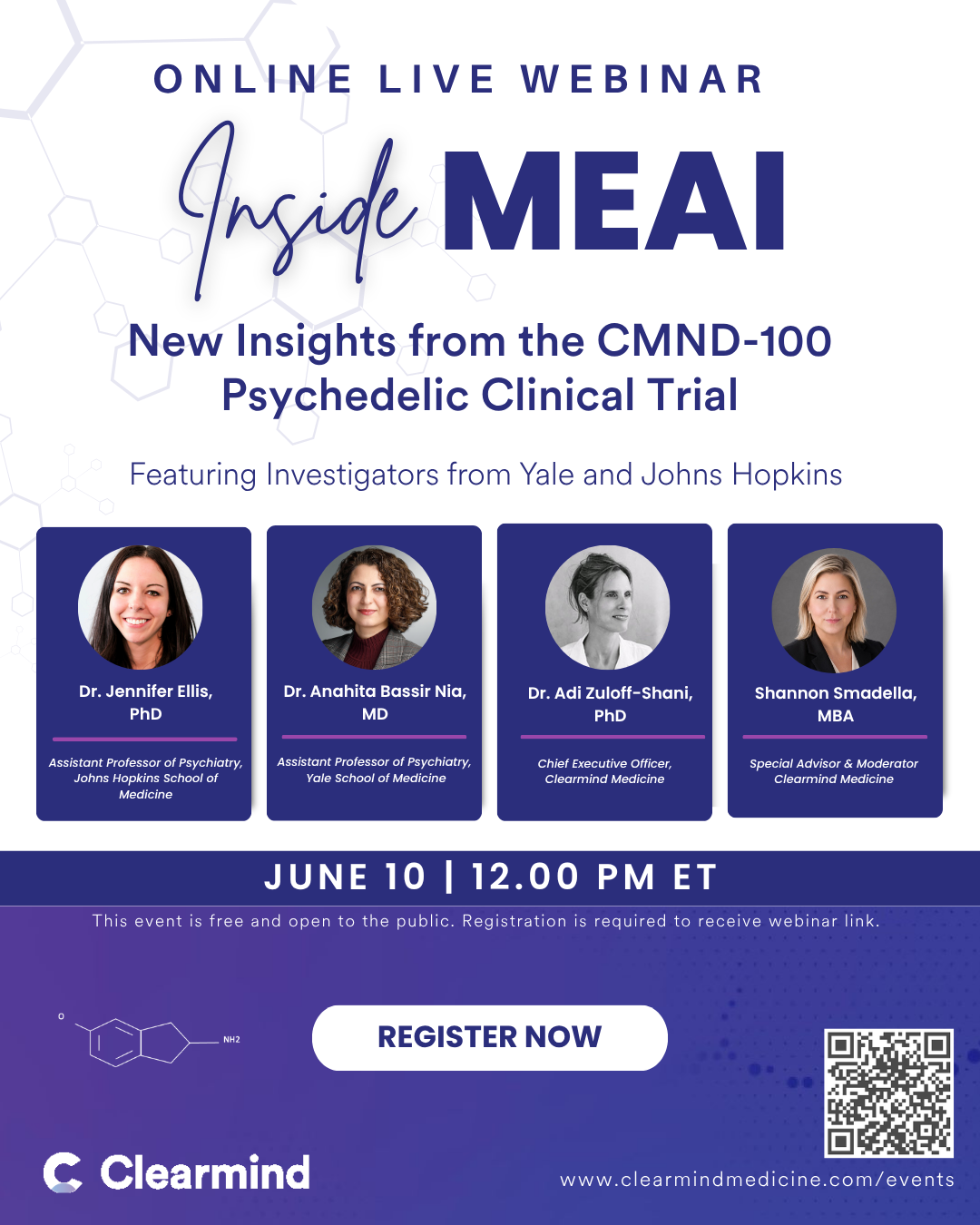 Shannon Smadella to Serve as Host and Moderator for Clearmind Medicine Webinar Featuring Johns Hopkins and Yale Clinical Investigators