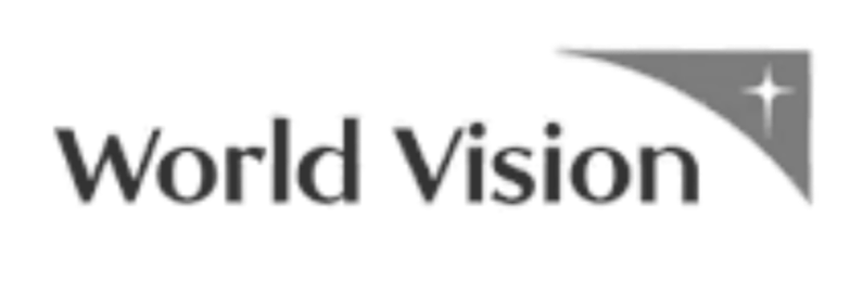 World Vision logo with a black background and gray mountain peak graphic.