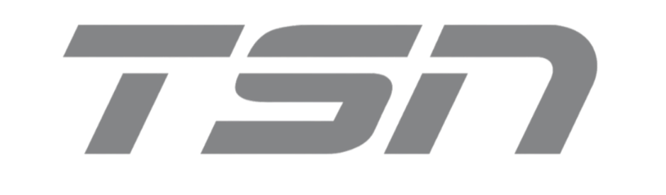 TSN logo in gray with black background