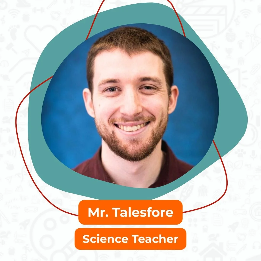 ⭐Meet Mr. Talesfore!
We&rsquo;re thrilled to have Mitch Talesfore on board this year as our 6th and 7th grade Science teacher! With over seven years of experience teaching high school science&mdash;including Chemistry, Environmental, and Earth Scienc