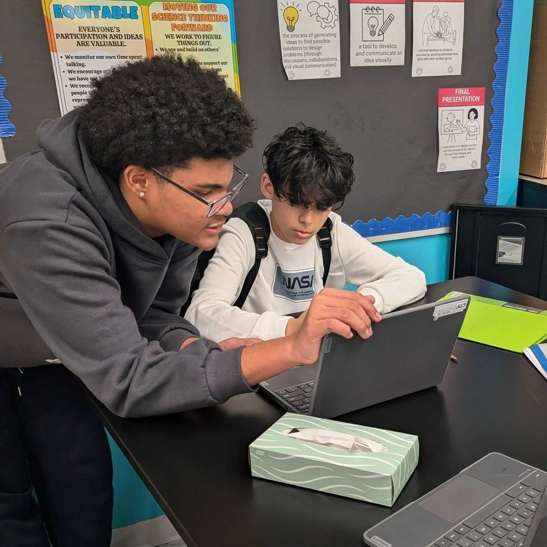 🔬 Science Peer Tutoring After School 🤝✨

Our 8th grade Science teacher recently launched a small, after-school peer tutoring group&mdash;and the energy has been incredible! Students stay after school to review key concepts, talk through challenging