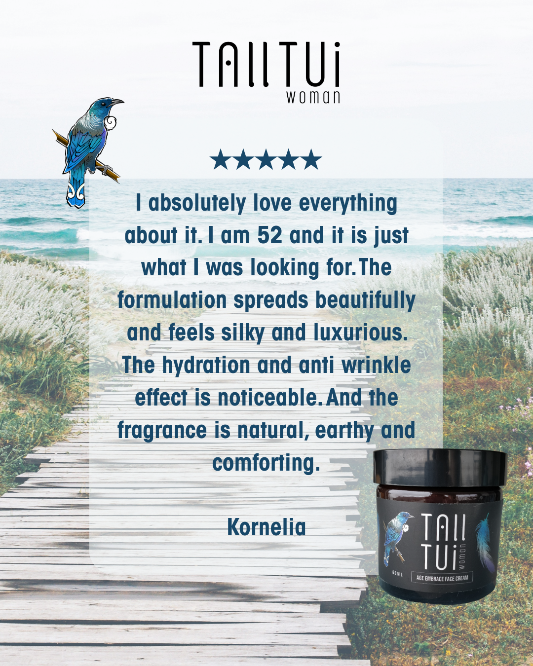 Background of a path to the beach with a testimonial overlay