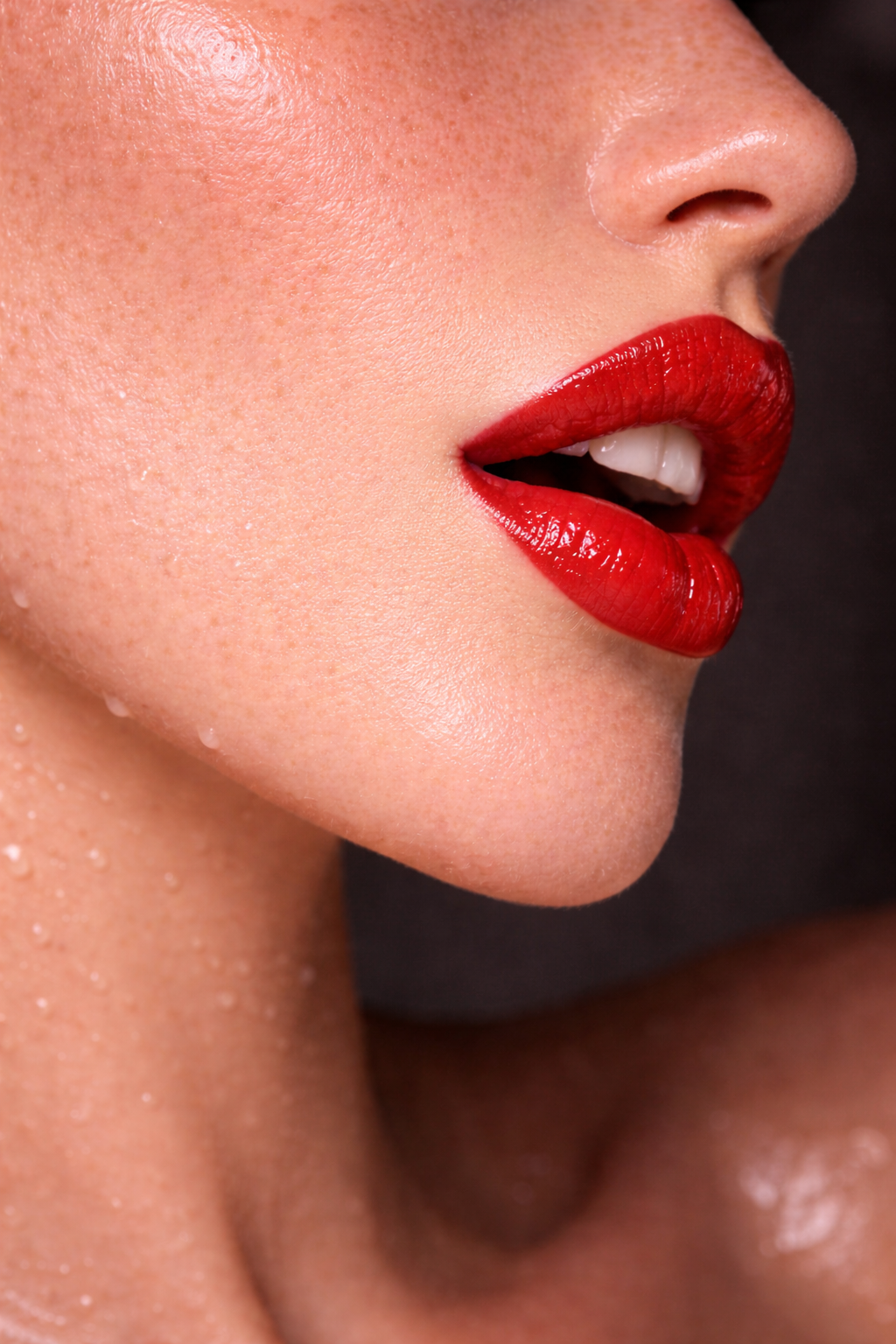 Editorial image of a woman with red lipstick. Editorial brand strategy by Studio Zosia