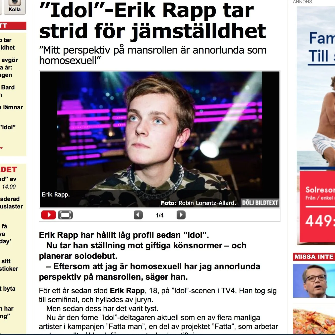 Erik Rapp tar ställning för jämställdhet