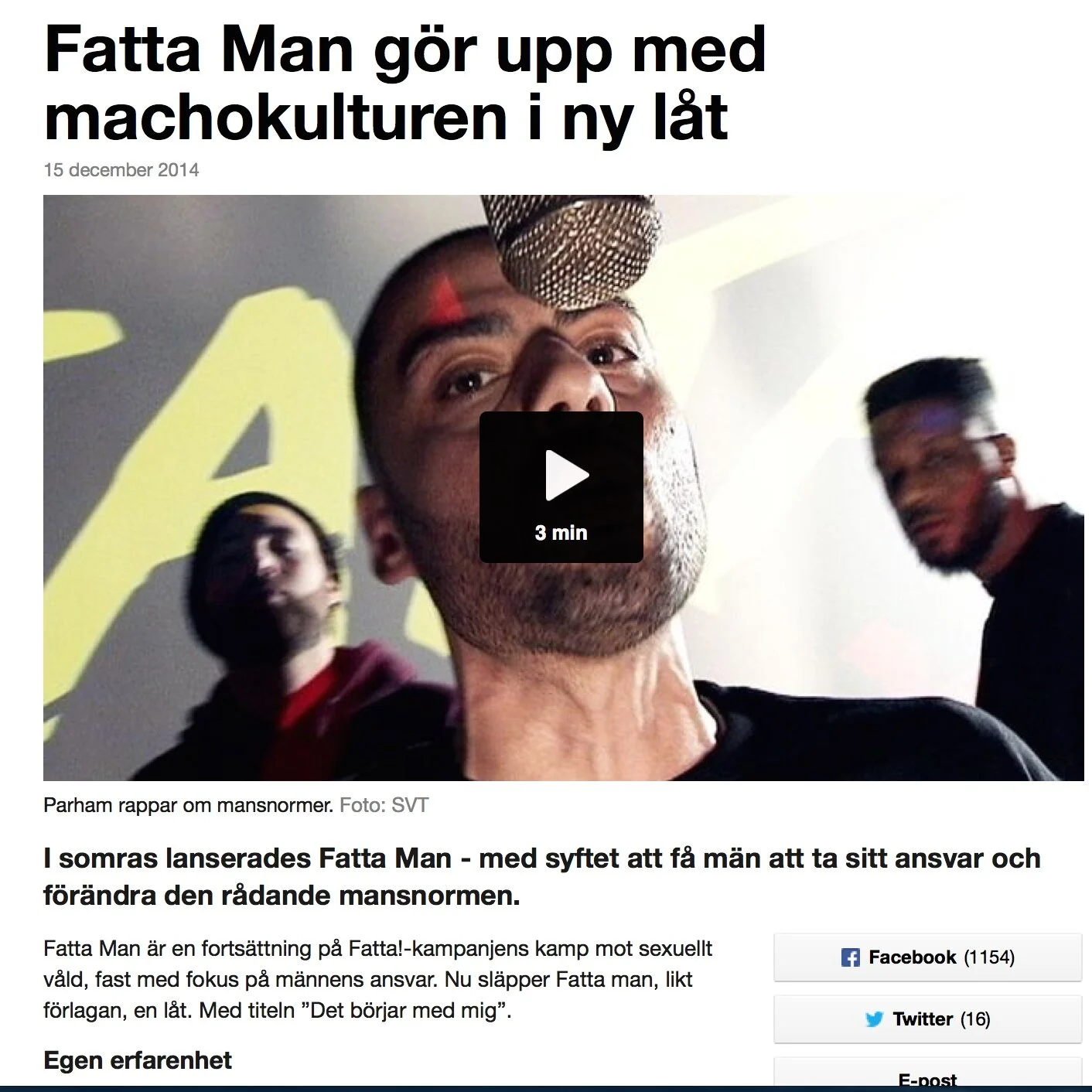 Fatta Man gör upp med machokulturen i en ny låt