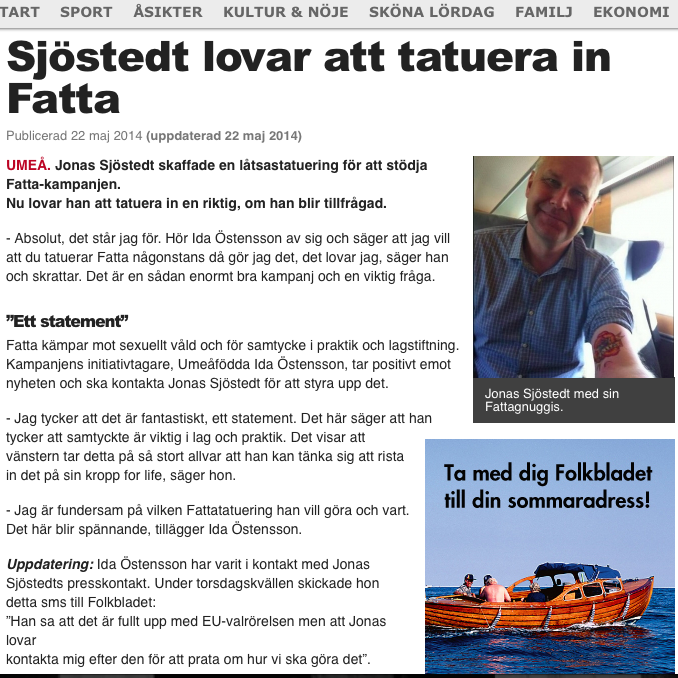 Jonas Sjöstedt lovar tatuera in FATTA