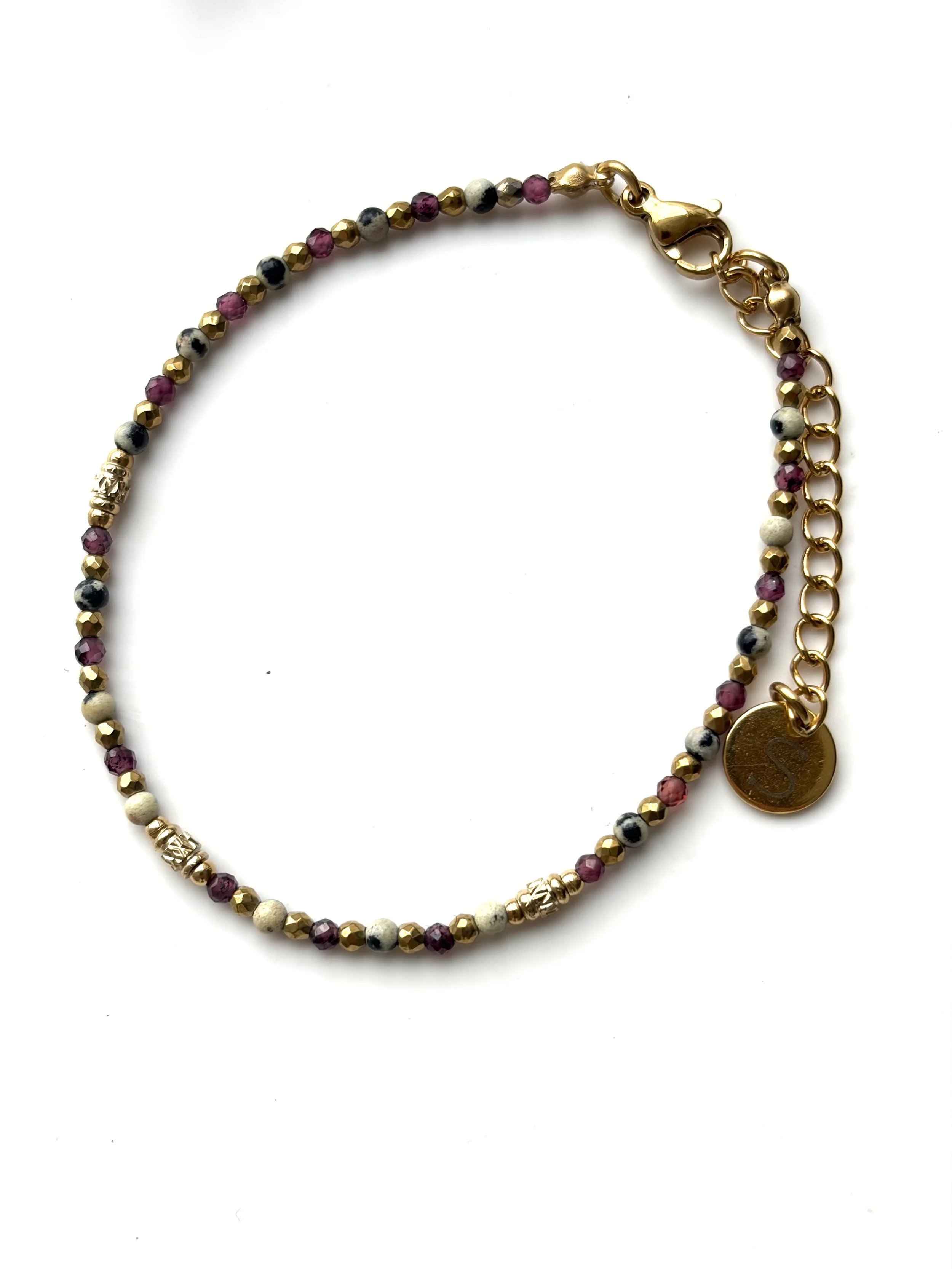 Bracelet LILI Grenat-Jaspe dalmatien