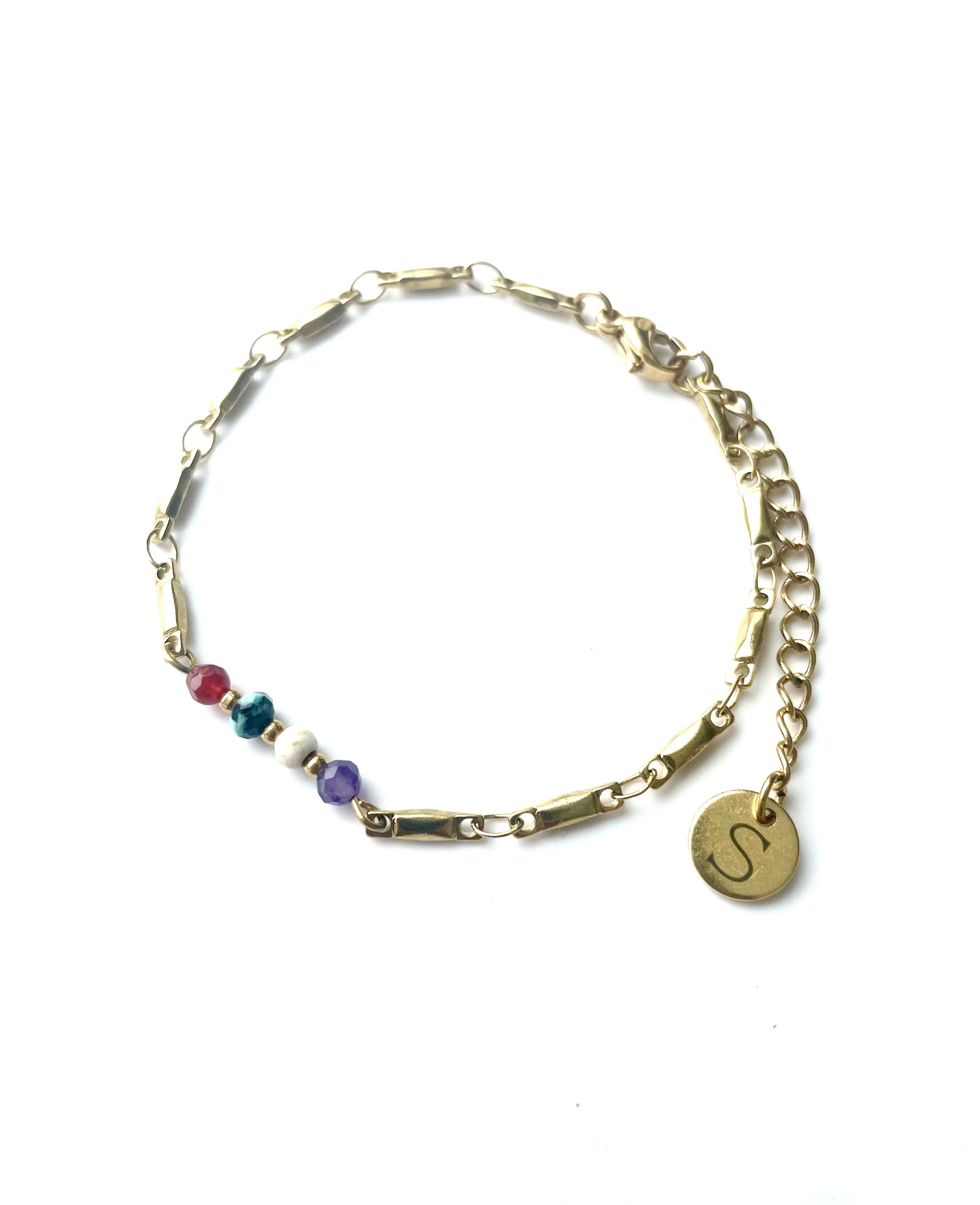 Bracelet NOA magnésite-turquoise-améthyste-cornaline