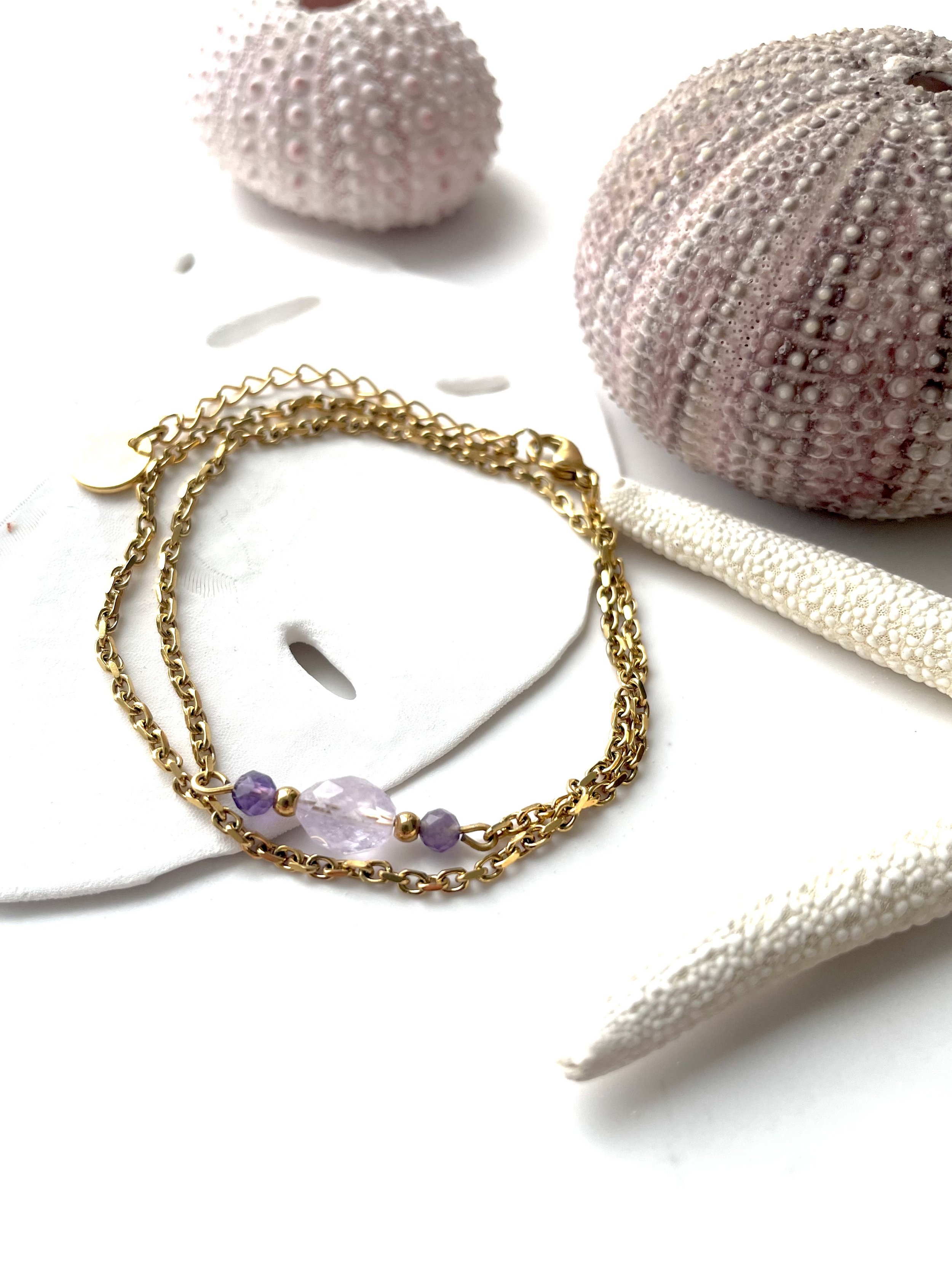 Bracelet SOLENE amétrine-améthyste