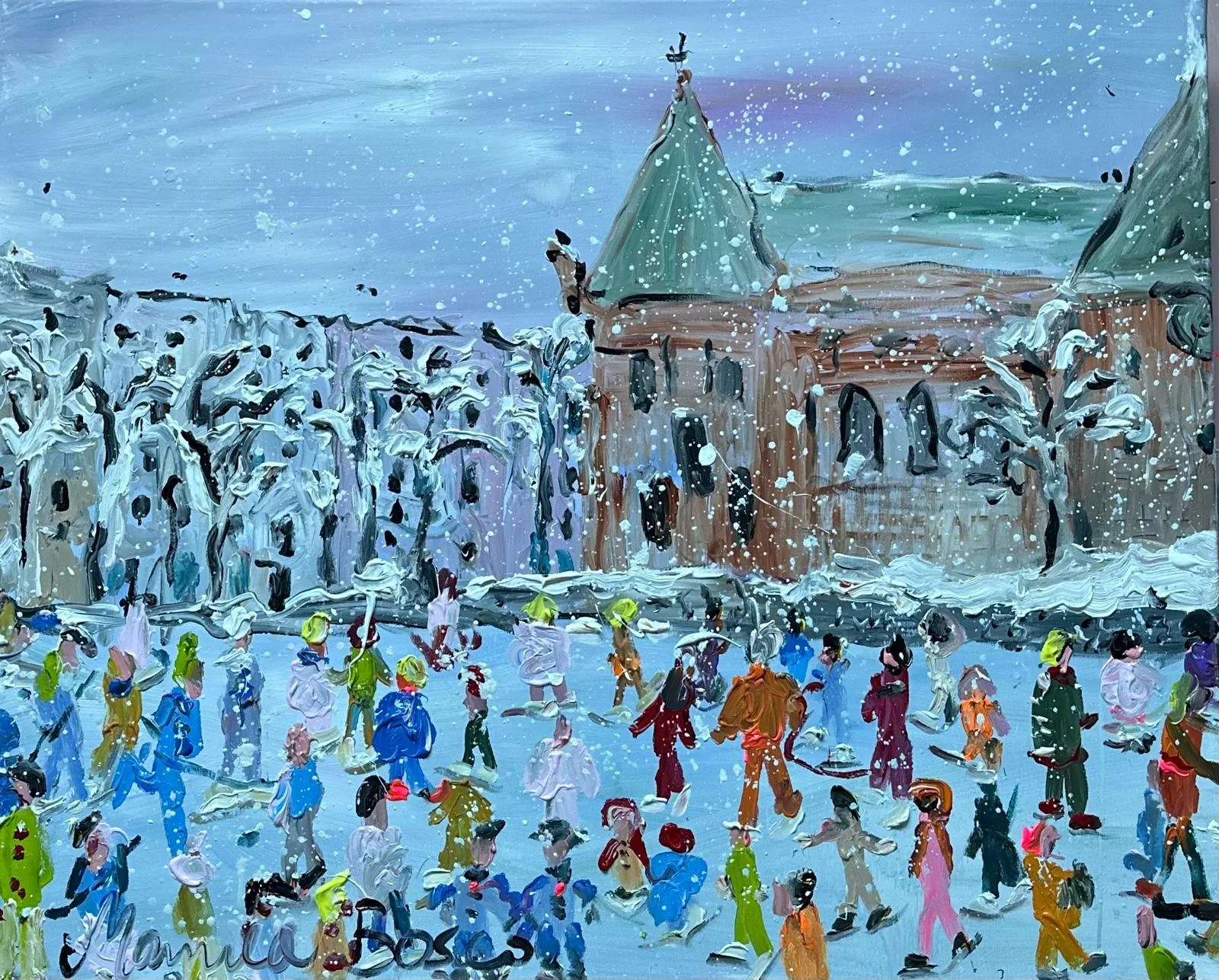 Rusettiluistelun etkot, 81x100 akryyli MYYTY