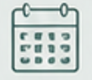 Calendar icon with a grid of days and a looped arrow at the top