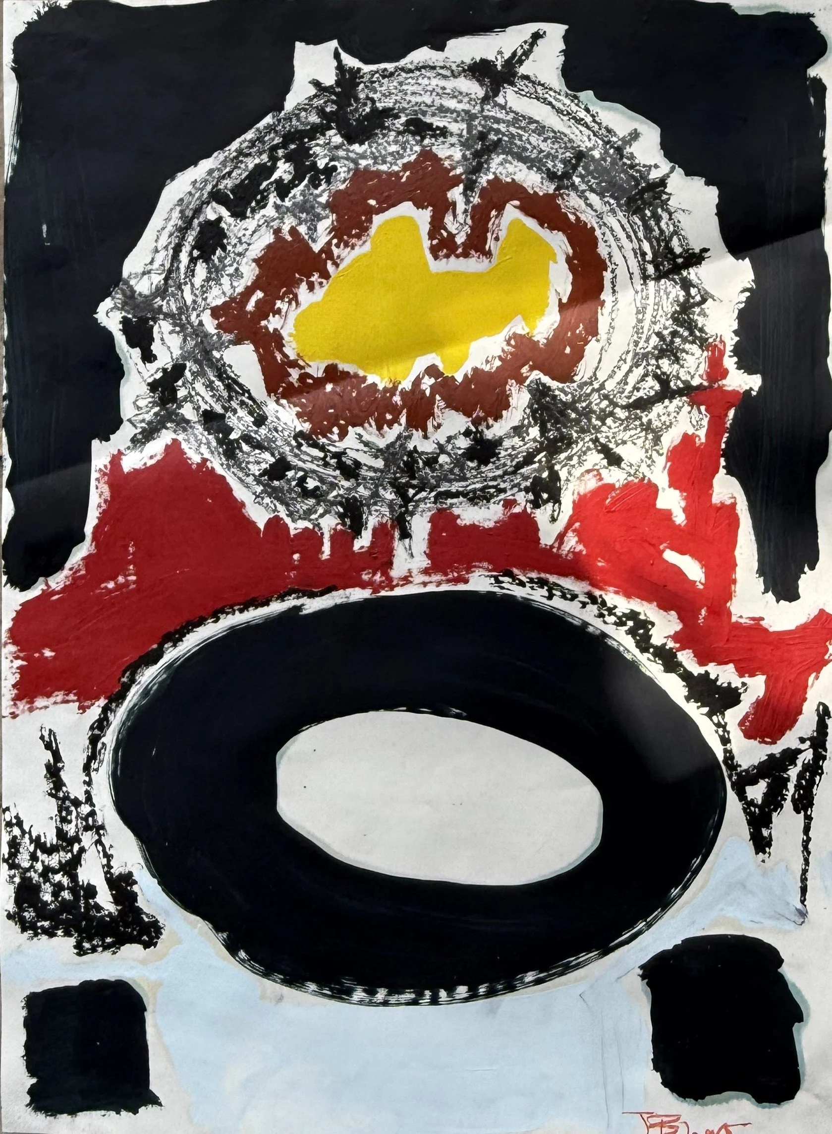 Arena - mixed media on paper, 30"x22", 2023