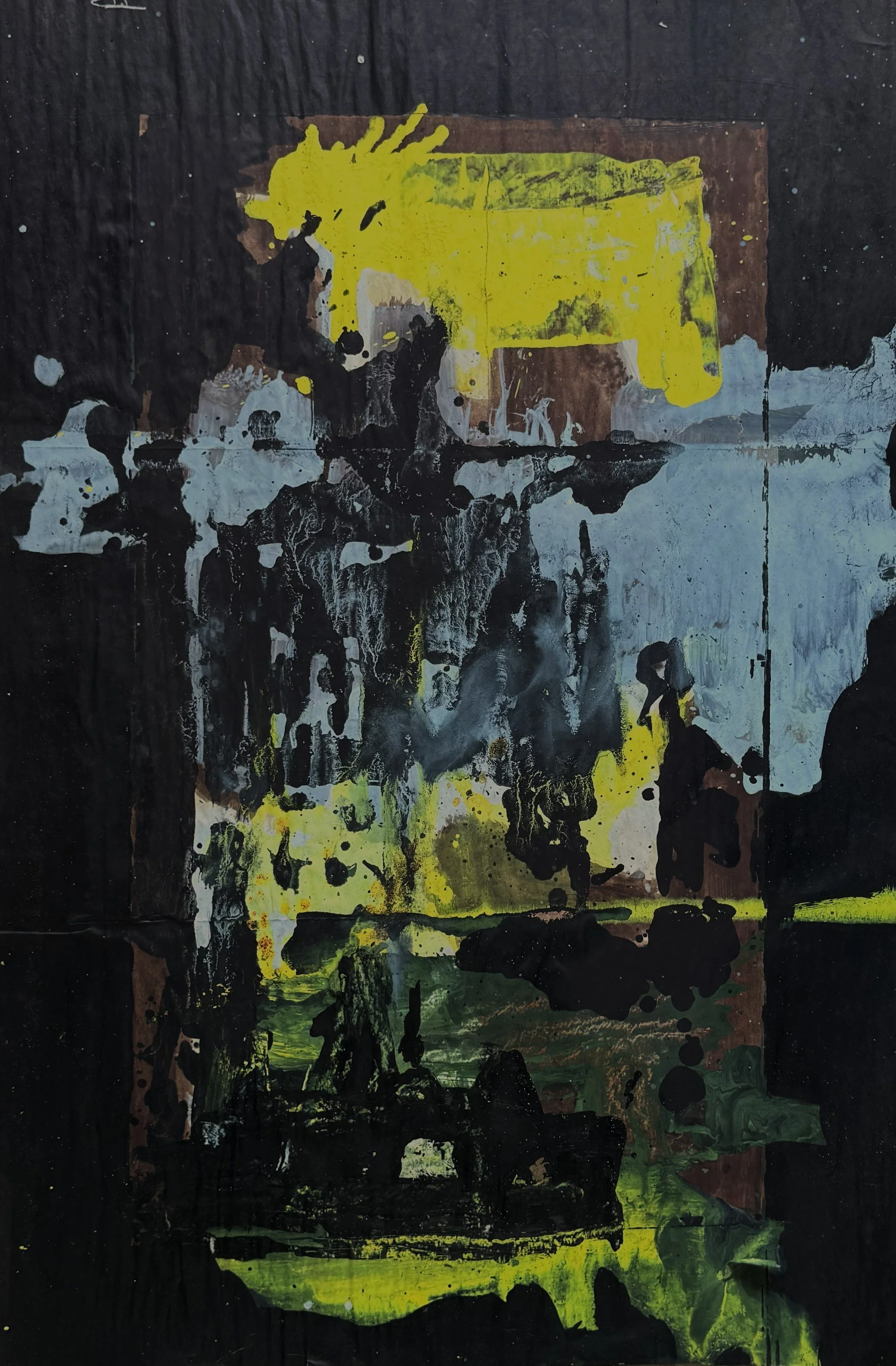 Ace of hearts - mixed media on paper, 36"x24", 2023