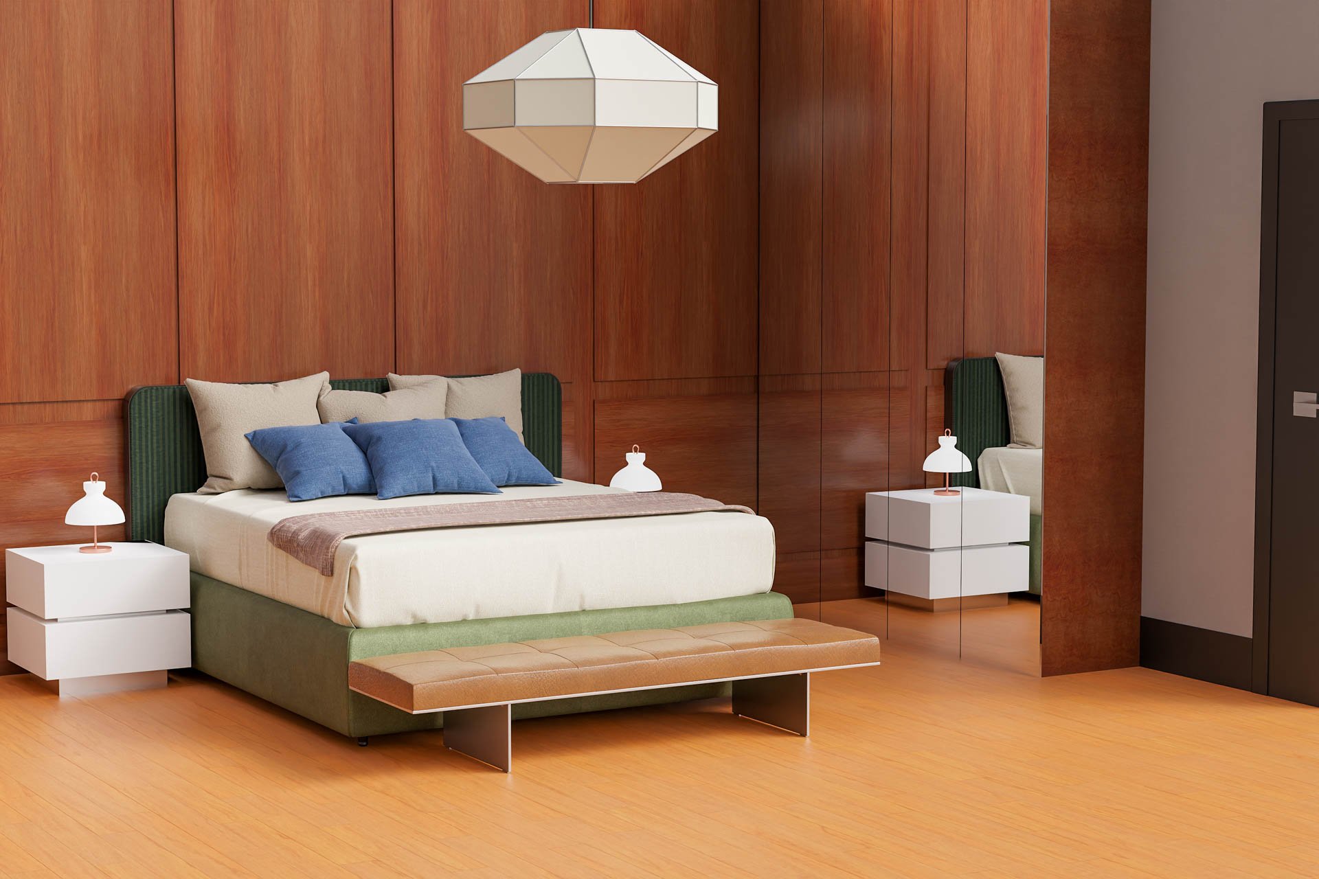 Clean lines, nice colors and a mix of wood and steel Contemporary design with a 70’s twist