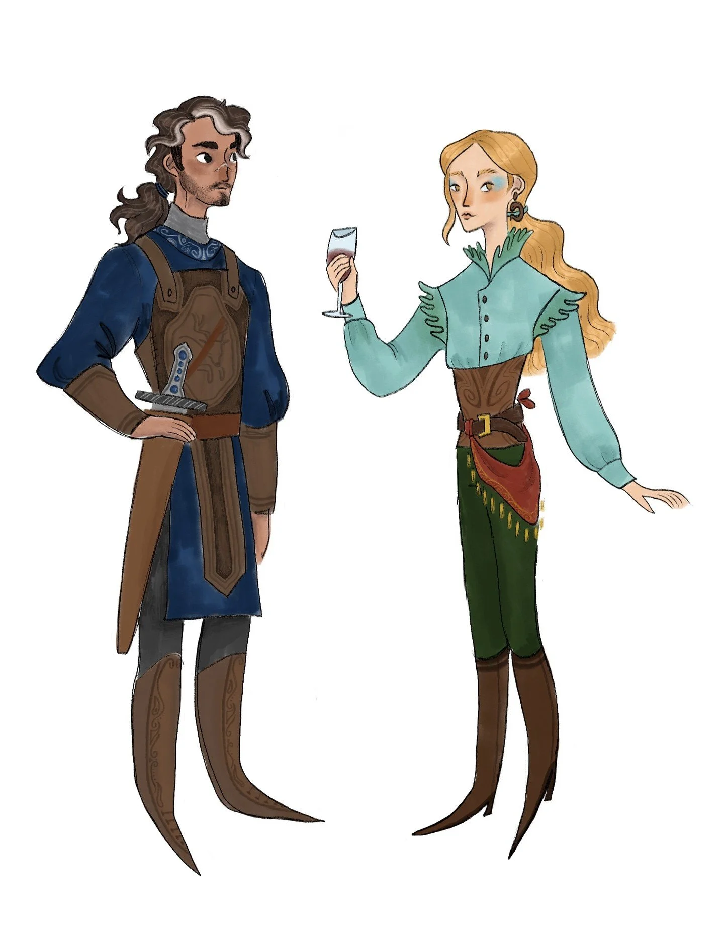 In honor of being on the last book of RotE, here's Fitz and the Fool circa Tawny Man trilogy. Not that Fitz would be wearing the charging buck but let me have my little easter egg. 
Idk why I only feel free to do fanart in procreate. 

#realmoftheeld