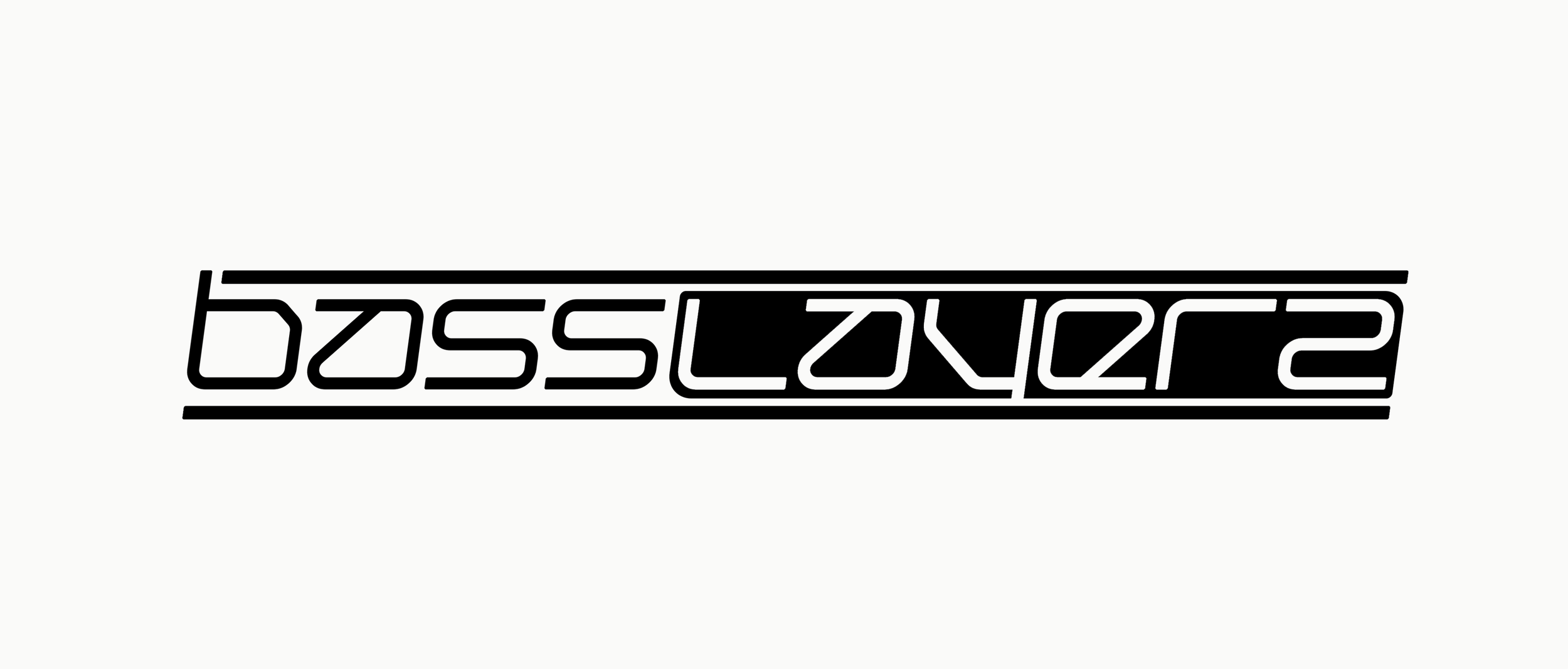 The word "basslayerz" written in a stylized, outlined font with black and white color scheme, featuring horizontal lines above and below the text.