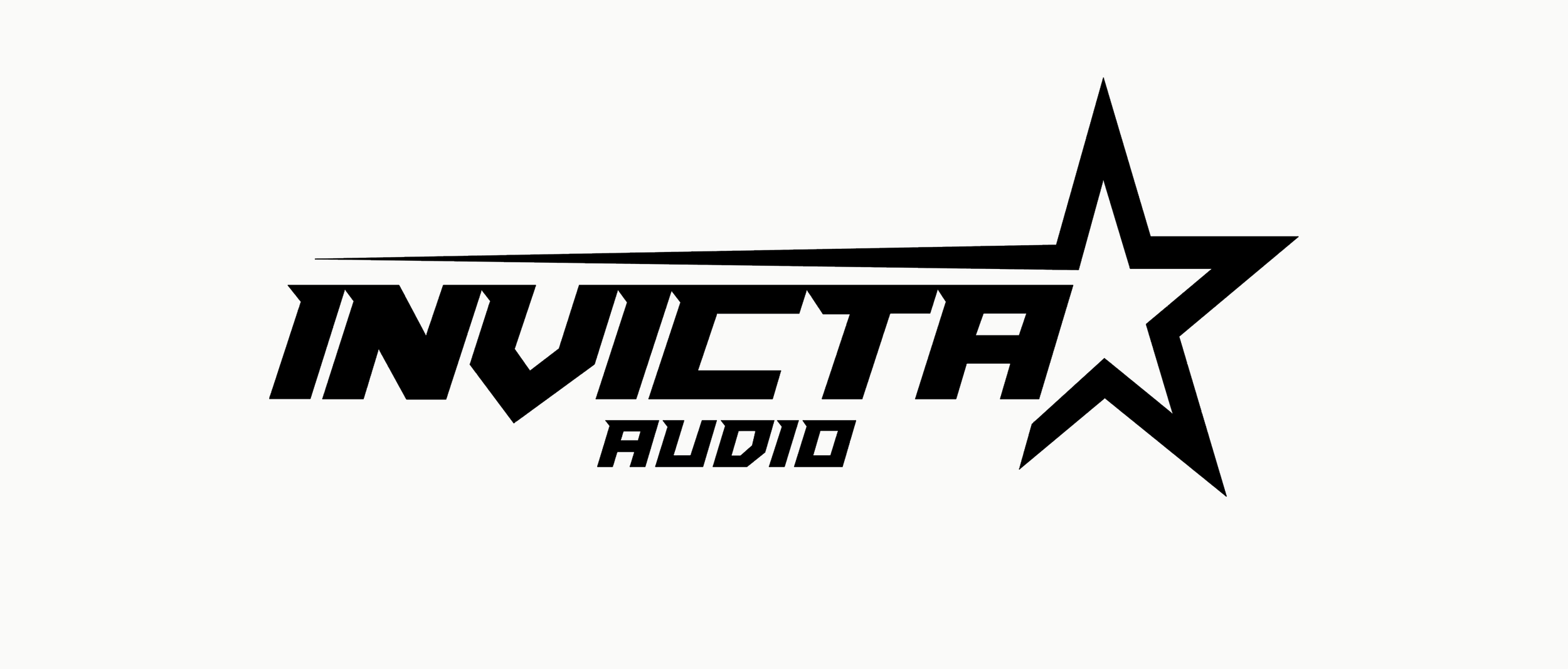 Logo for Invicta Audio featuring stylized black text and a star design on a light background.