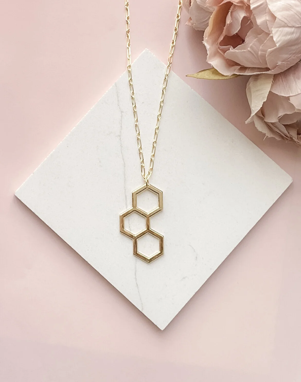 Gold Honeycomb Necklace Dima Jewelry