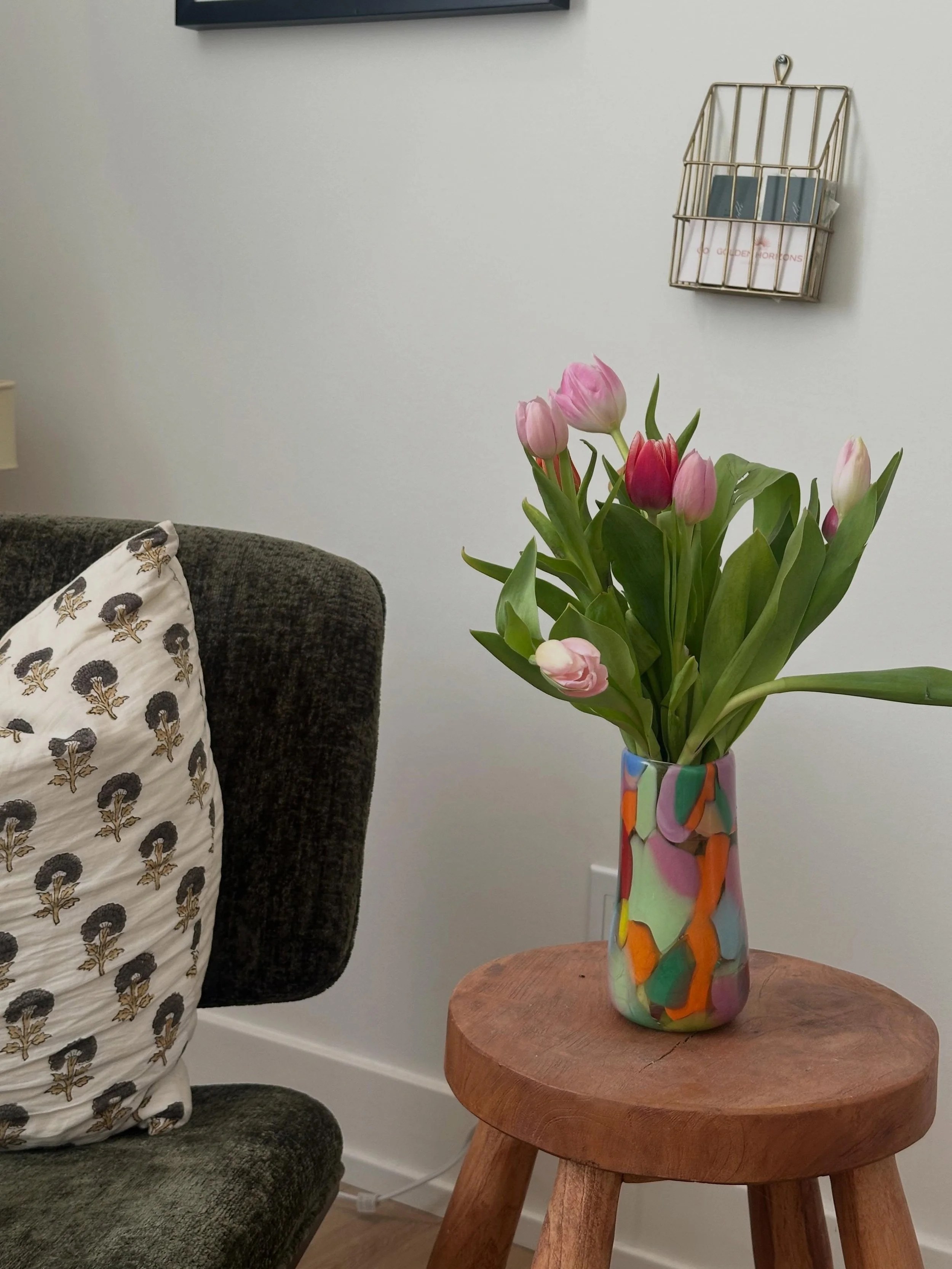 a tiny bit of spring inside thanks to a sweet friend 🧡

flowers offer a lil exhale moment every time I look at them. In therapy land, this is called a &ldquo;glimmer&rdquo; &mdash; a cue to our systems that we can let go, breathe deeper, and be in t
