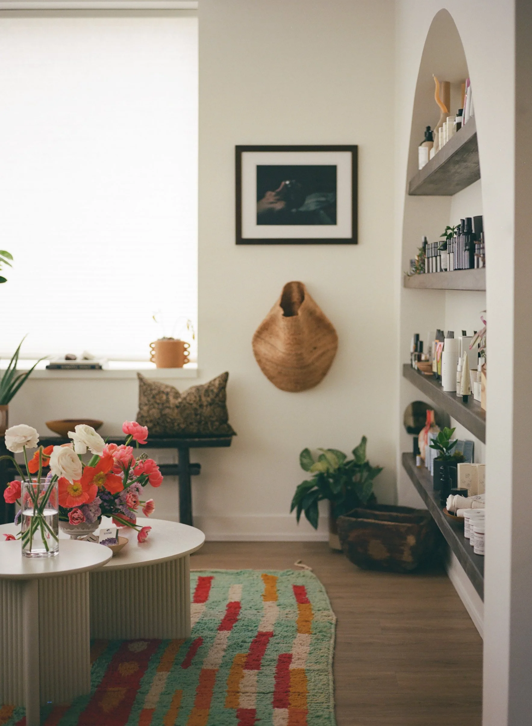 The boho lobby of the office of a female therapist in downtown Guelph offering couples counselling in Ontario