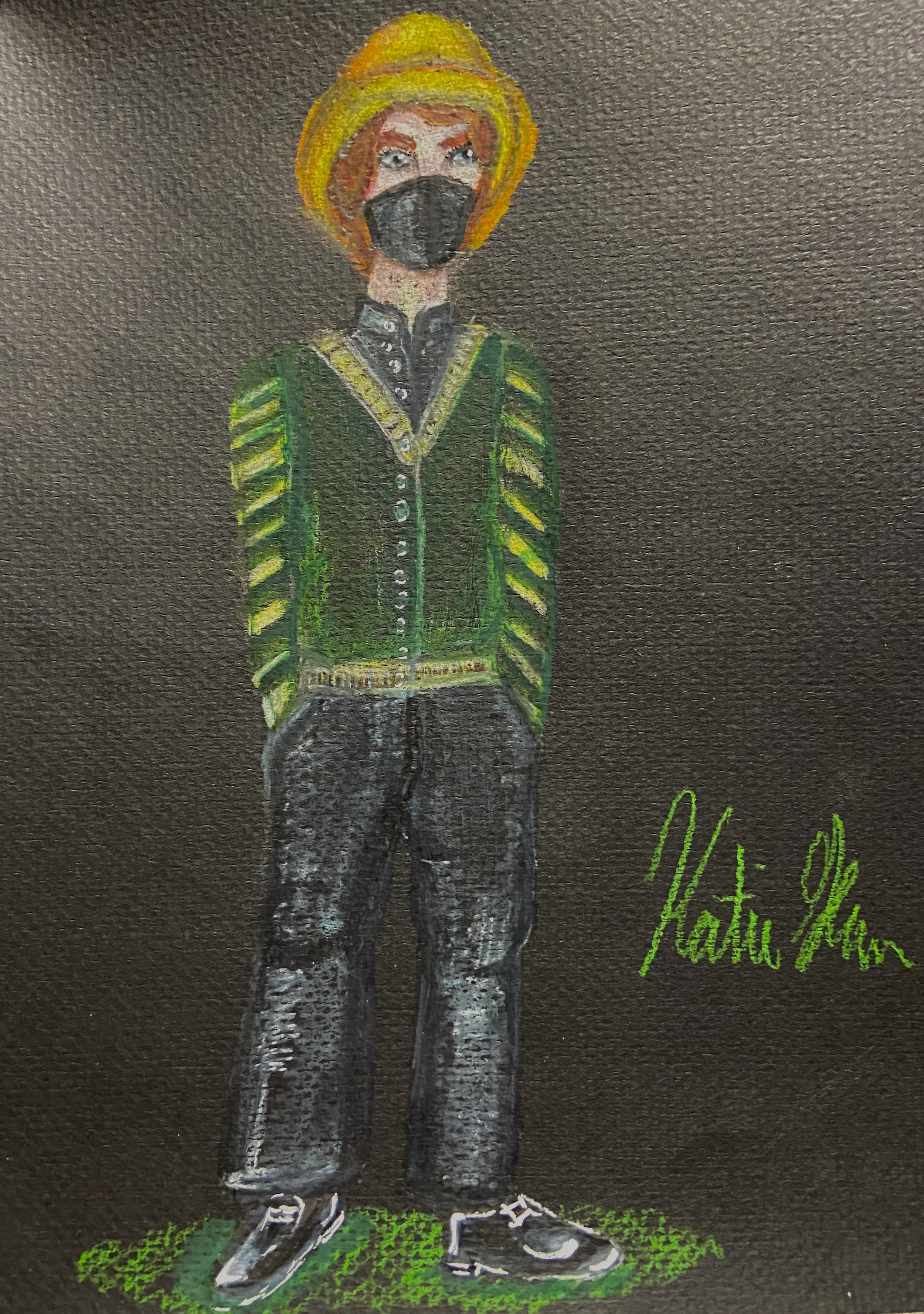 Lawrence- Colored pencil on grey paper