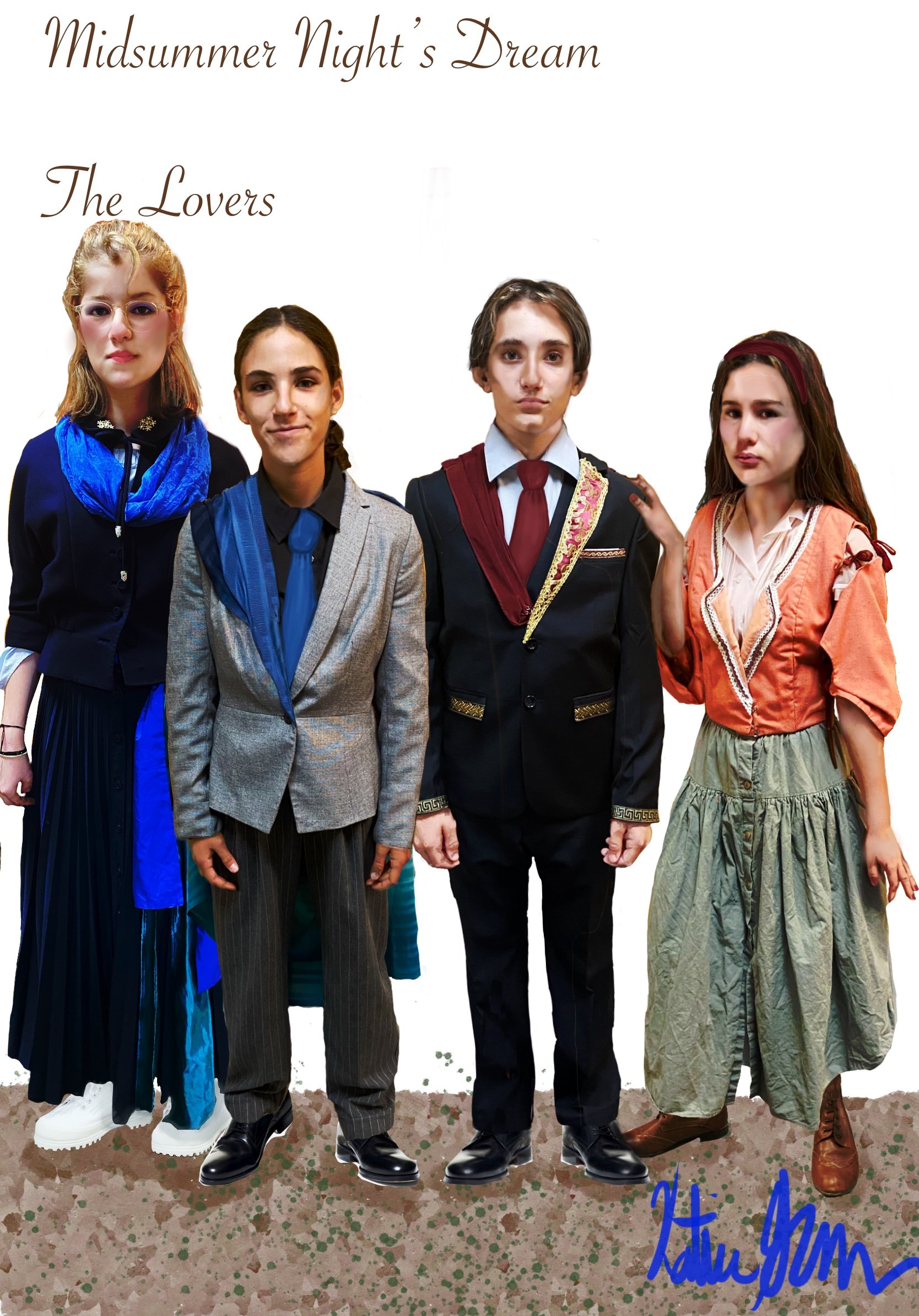 The Lovers- Helena, Demetrius, Lysander, and Hermia