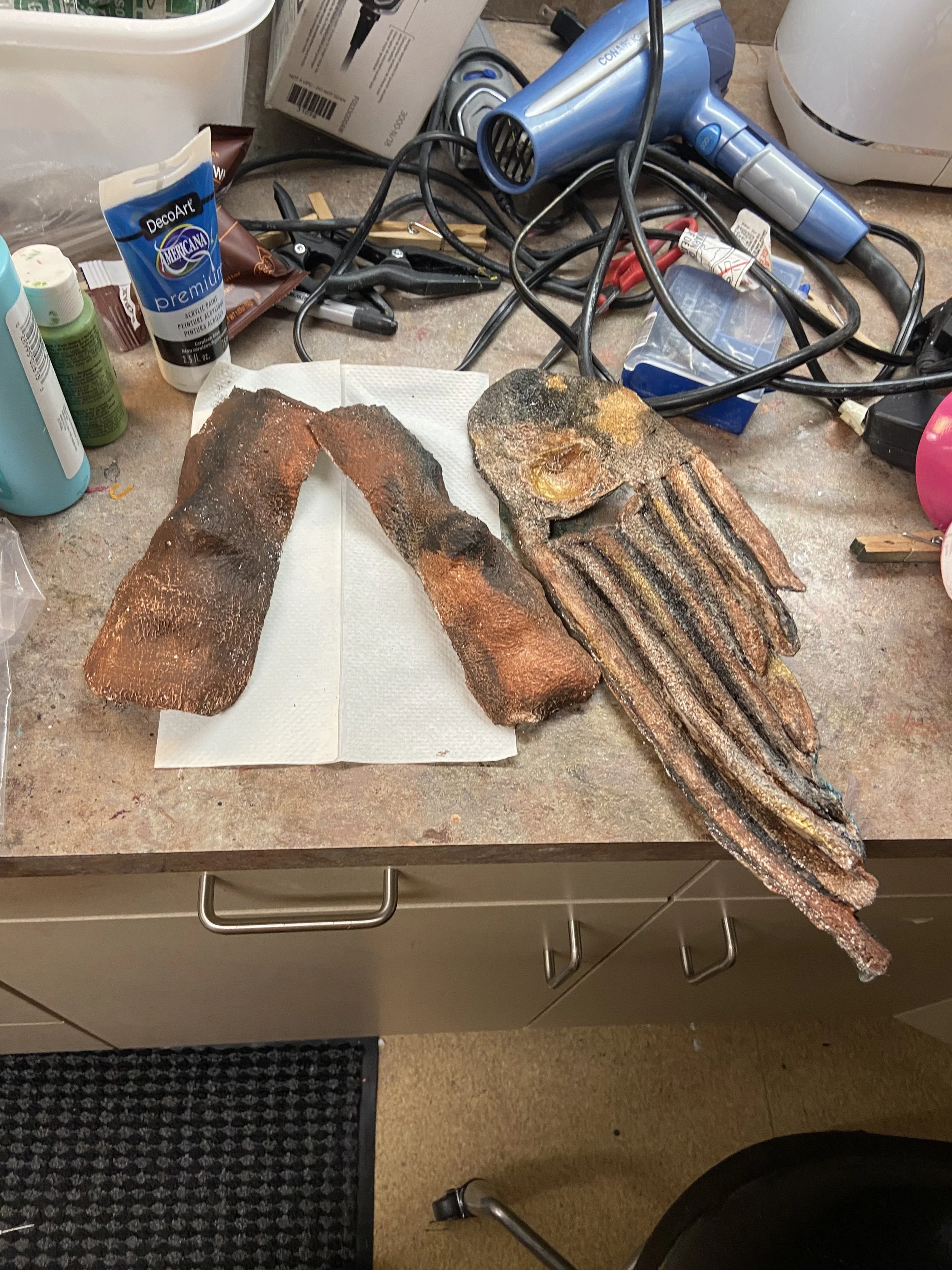 base coat of bronzing on masks