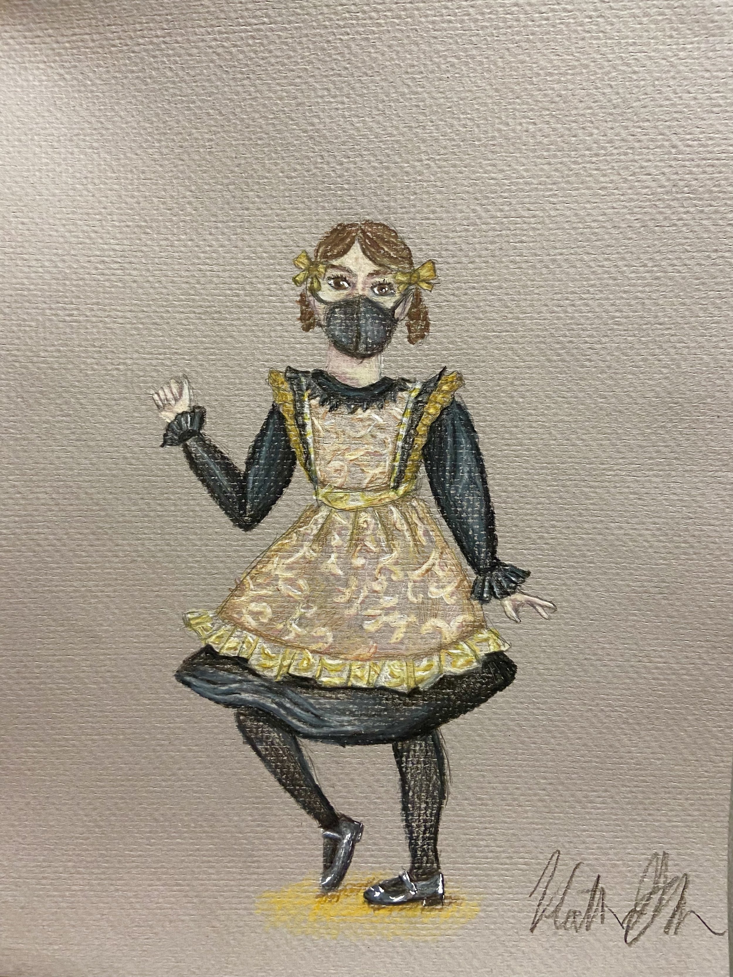 Abilene 11 years old-Colored pencil on grey paper