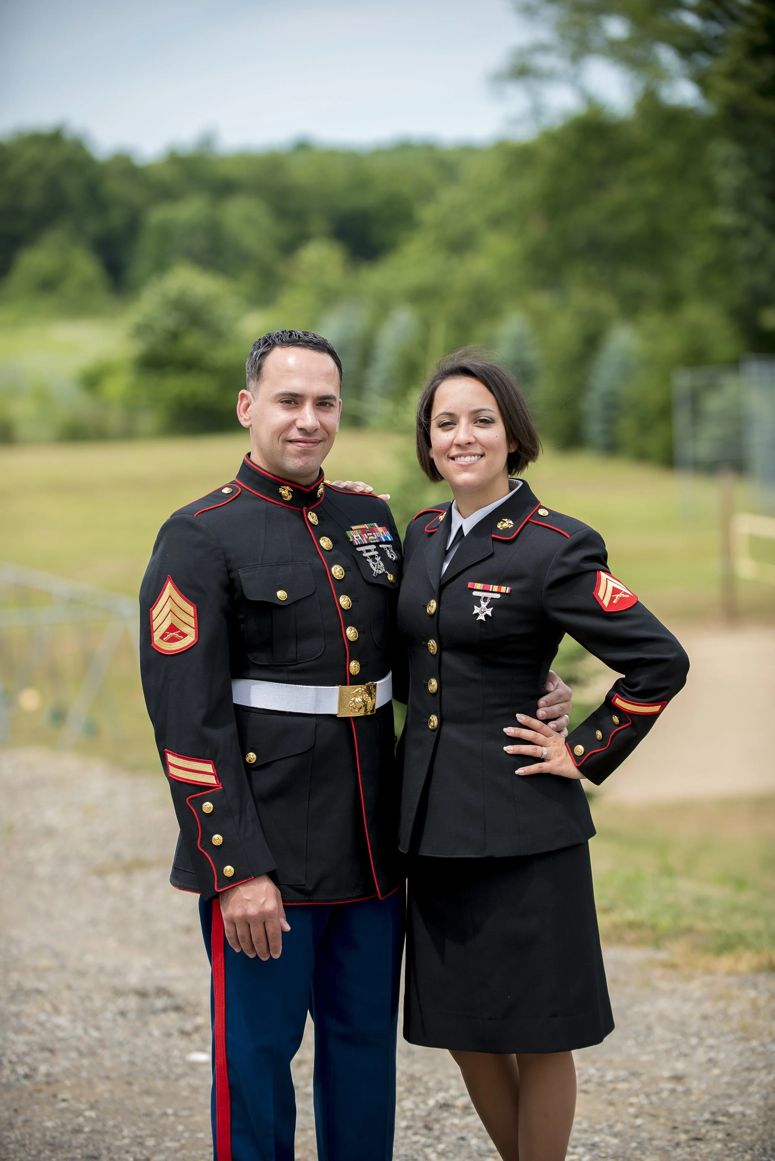Image of two Marines in dress blues