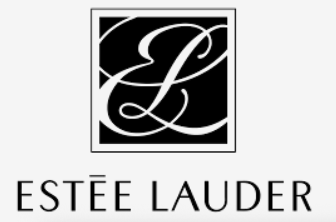 Estée Lauder logo with a black and white design and the brand name below.