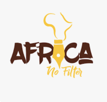Logo with the word 'AFRICA' in bold letters and a light bulb design above, with smoke coming out, and the phrase 'No Filter' below.