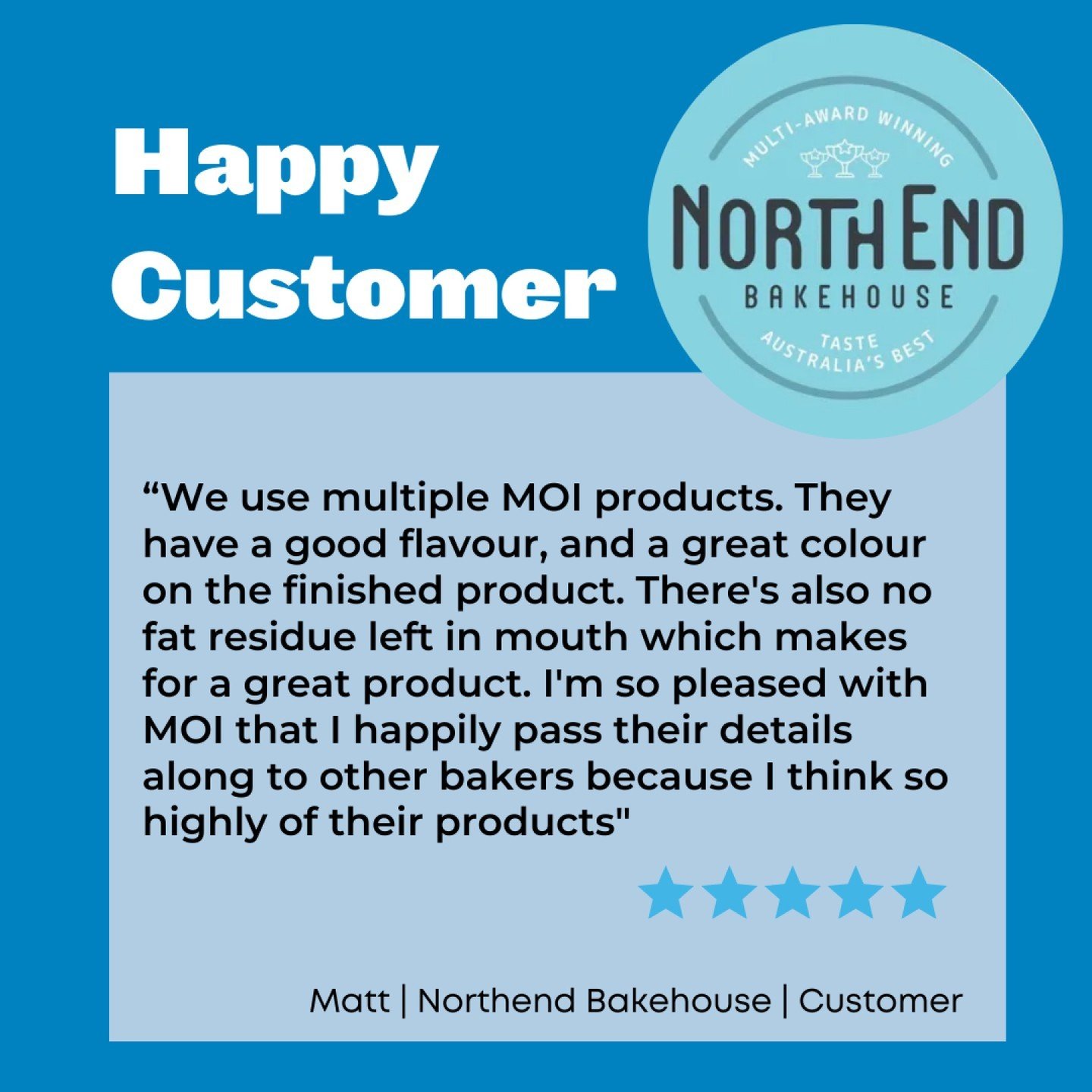 Thanks so much Matt! 
It's been wonderful to see the team at @northendbakehouse kicking so many goals this year. They've won multiple awards and have even been crowned Champion of the Show at the Bendigo Baking Showdown.
It makes us incredibly proud 