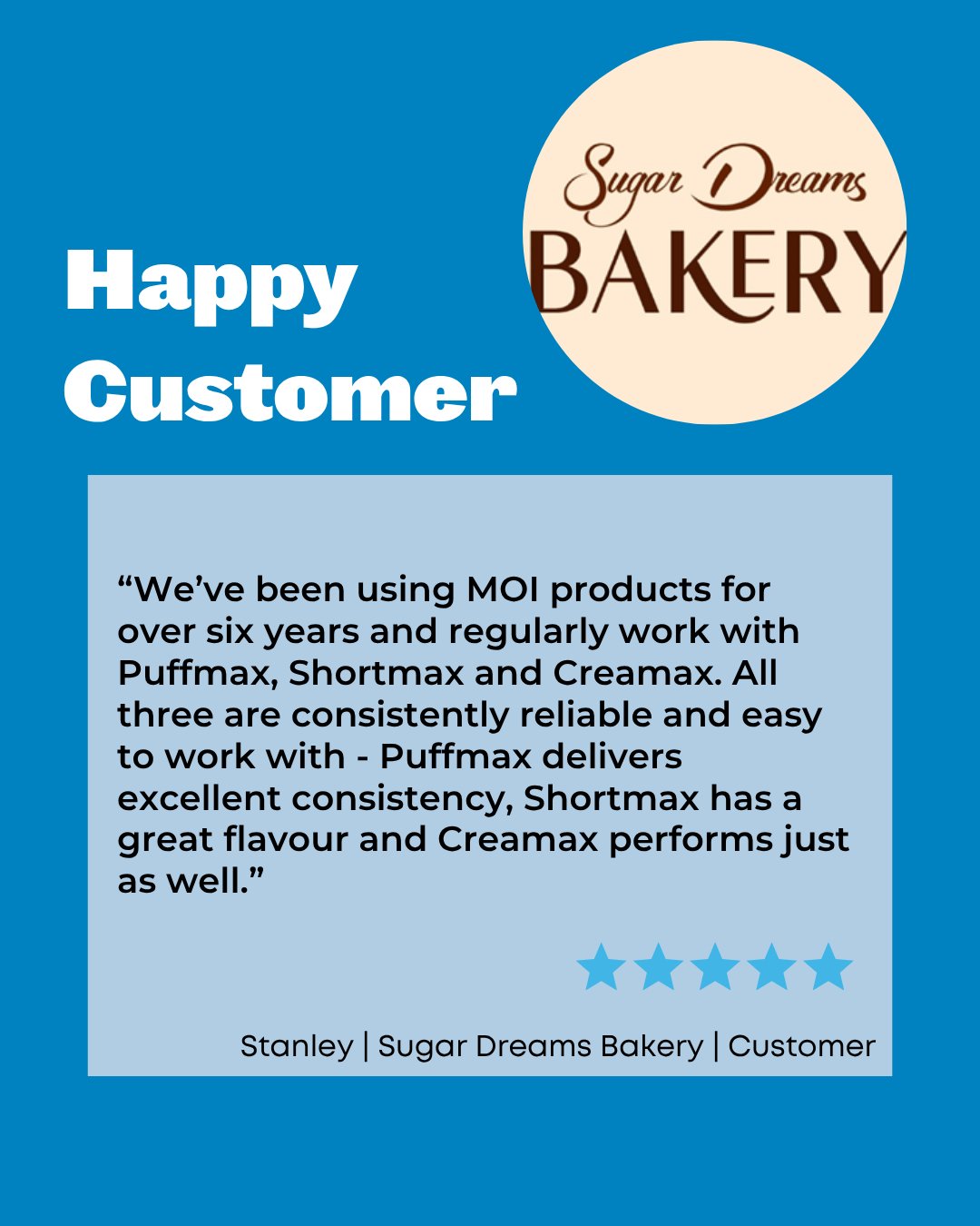 We&rsquo;re always proud to hear from the people who use our products every day. Thank you to our customers for your trust, feedback and continued support - it&rsquo;s what keeps us striving for excellence.

#moiinternational #sugardreamsbakery #cust