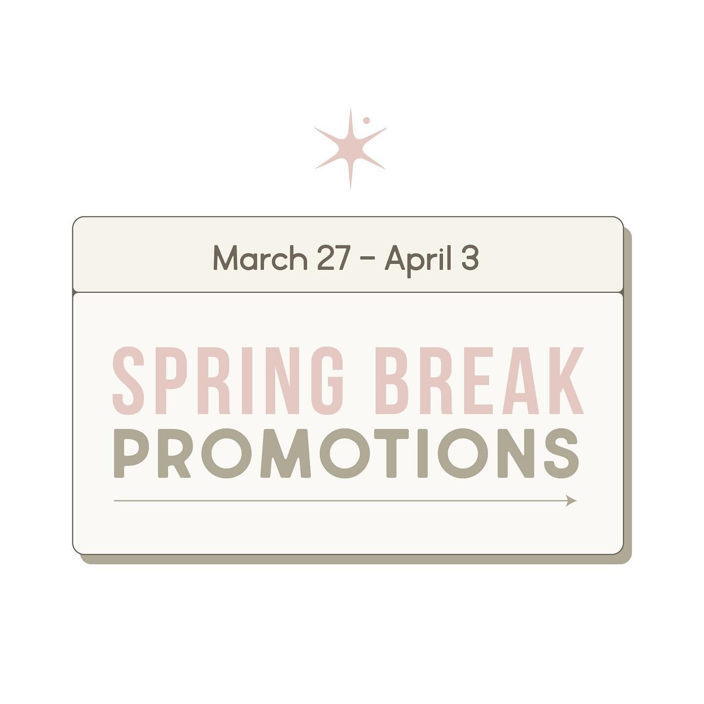🌸🌞SPRING BREAK PROMOS🌞🌸

Valid through: March 27-April 3rd
Call 845-501-4215 OR book online at Joliemedispa.com 

(When making your reservation, kindly indicate that you wish to utilize our spring break promotion during checkout)

PROMOS:
🌸 Scle