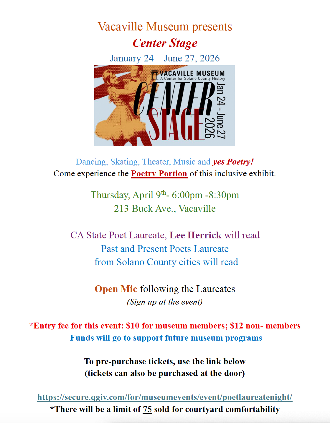 Vacaville Museum Presents Center Stage