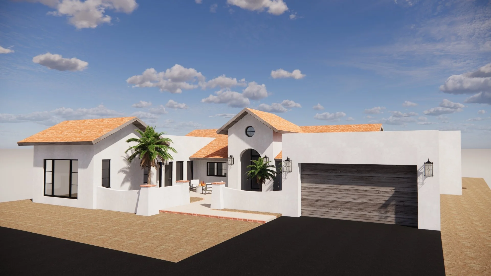 House w/ New Guest Wing, new courtyard and New Vaulted Entry