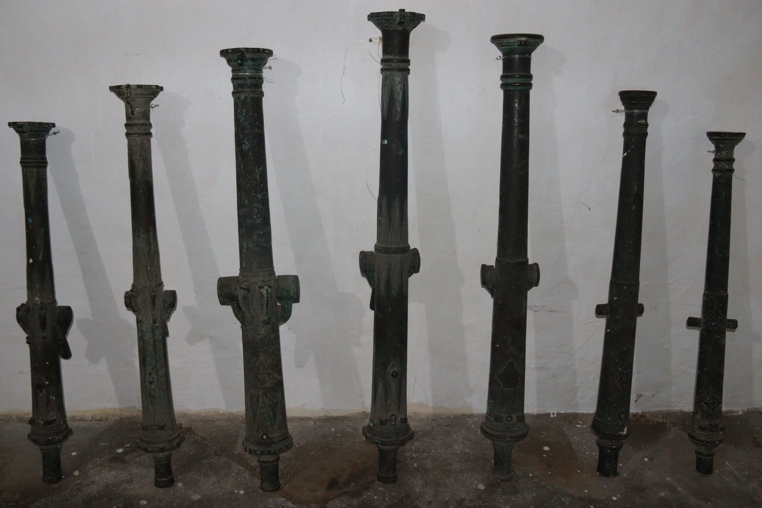 archive number: r-3-016
object reference: 
A Brace of Lentaka Cannons
origin: Various (assumed production in Dutch East Indies)
date: Various
notes: The lentaka, or traditional Maluku cannon, was considered highly advanced by Europeans when they firs