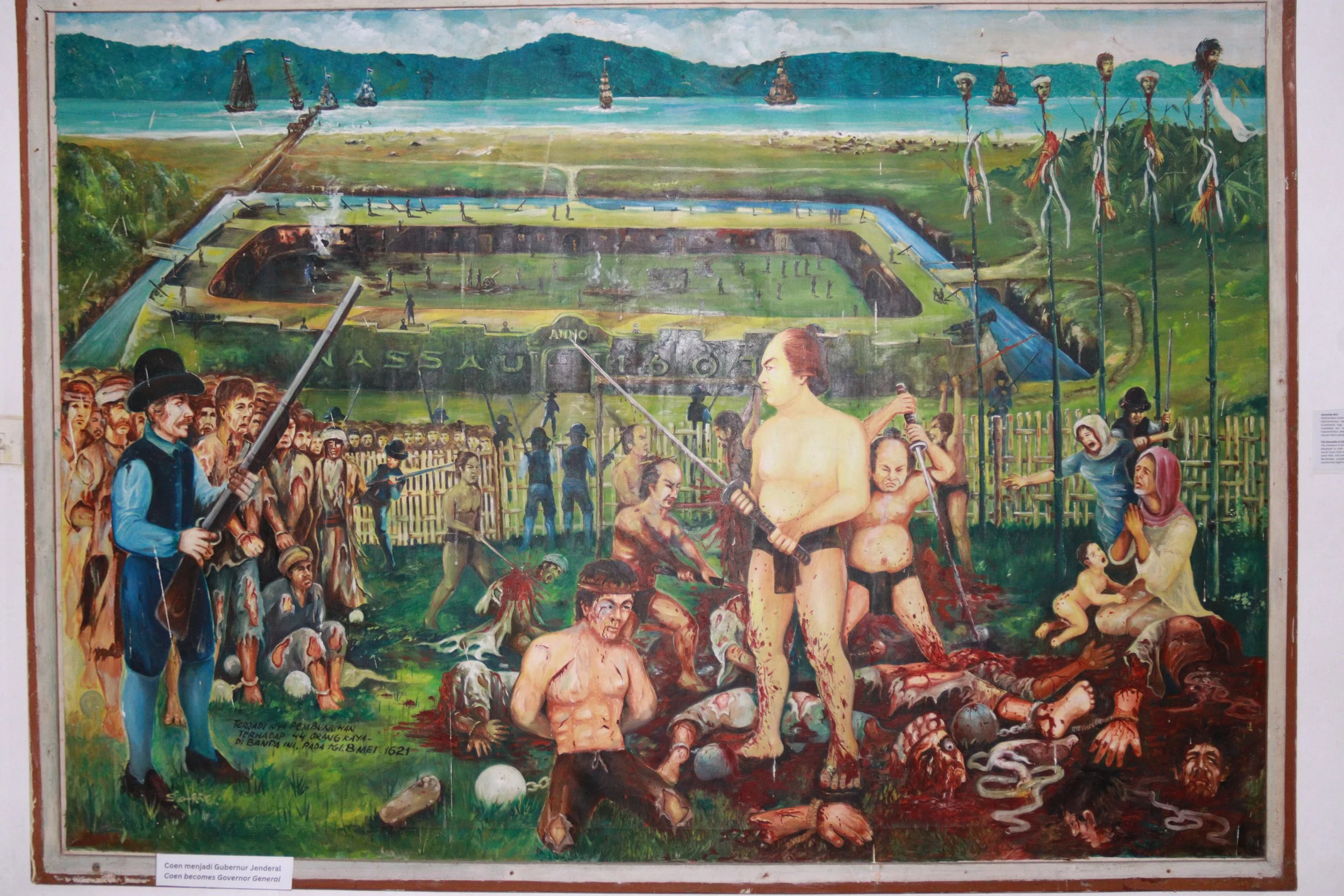 archive number: r-3-001
object reference: 
Banda Massacre of 1621
origin: Banda 
date: - 
notes: The massacre of prominent figures in Banda Naira was carried out publicly, displayed to their wives, children, and the community, so that everyone would 