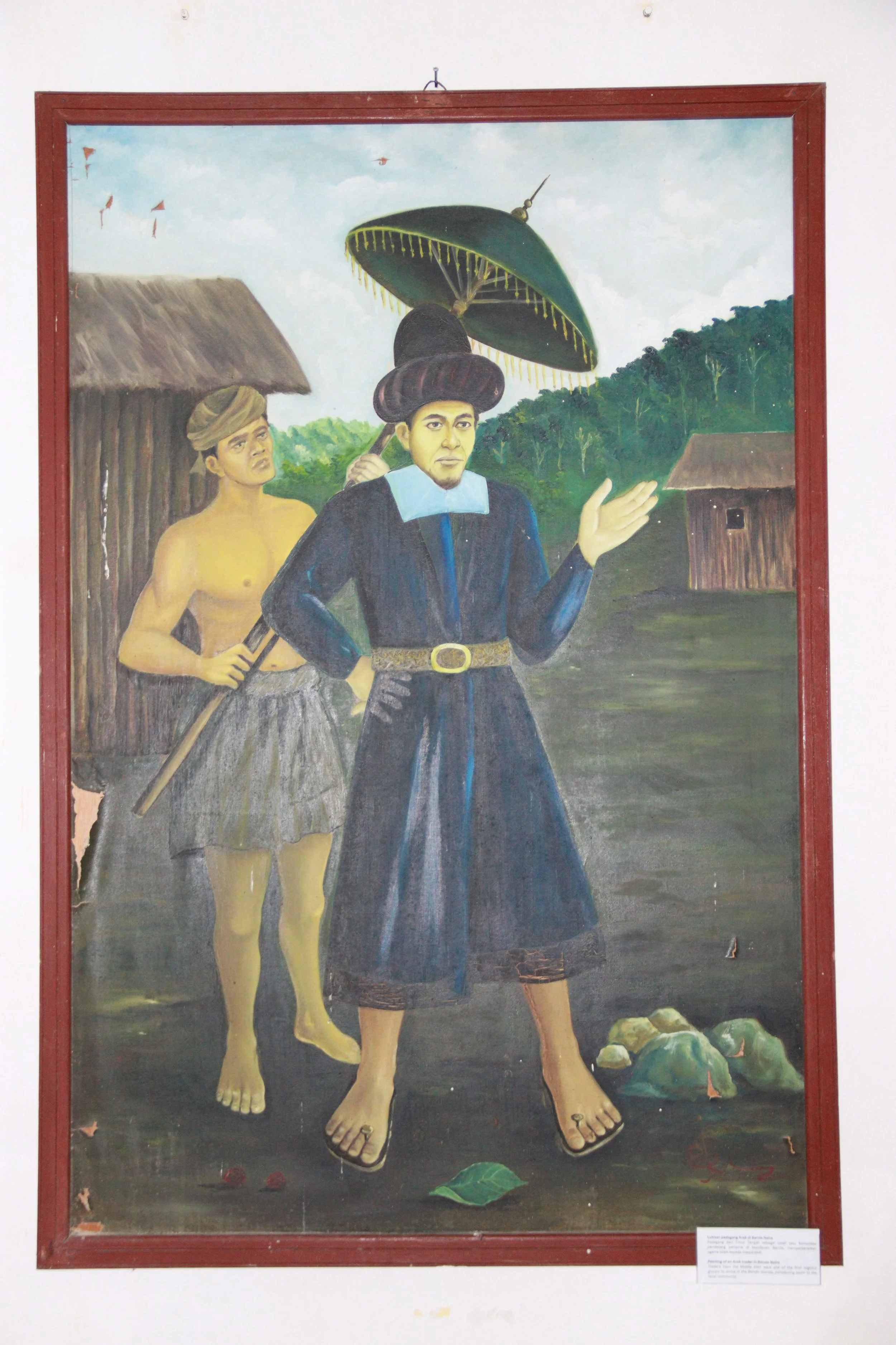 archive number: r-2-006
object reference: 
Nutmeg Merchant Portrait
origin: Banda 
date: - 
notes: Traders from the Middle East were one of the first migrant groups to arrive in the Banda Islands, introducing Islam to the local community. This protra